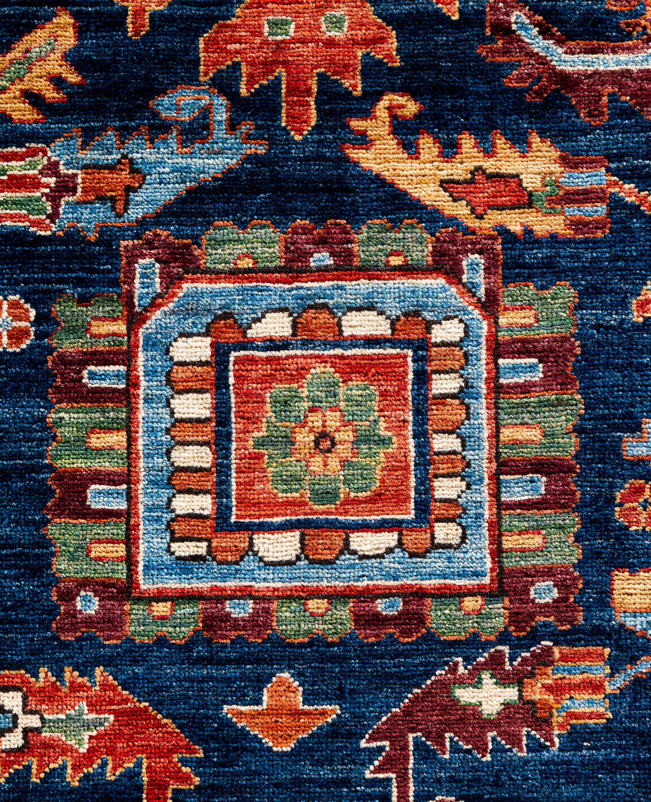 Alfombra de lana azul única Serapi 9' 0