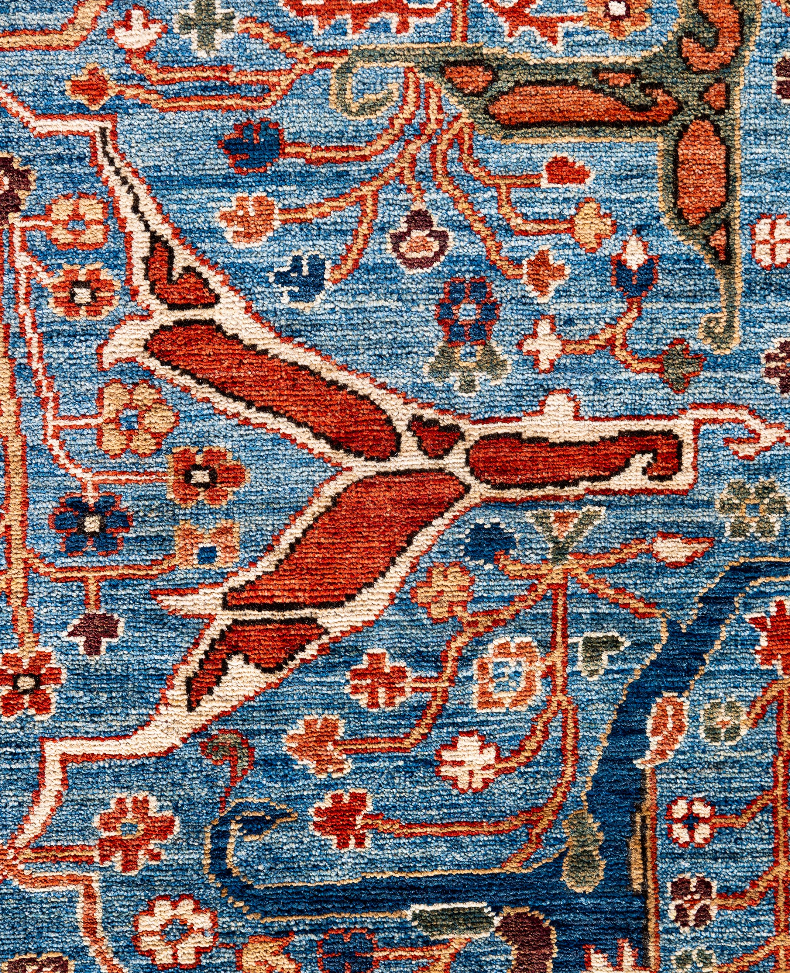 Pakistanais Serapi Tapis unique en laine bleu 9' 1