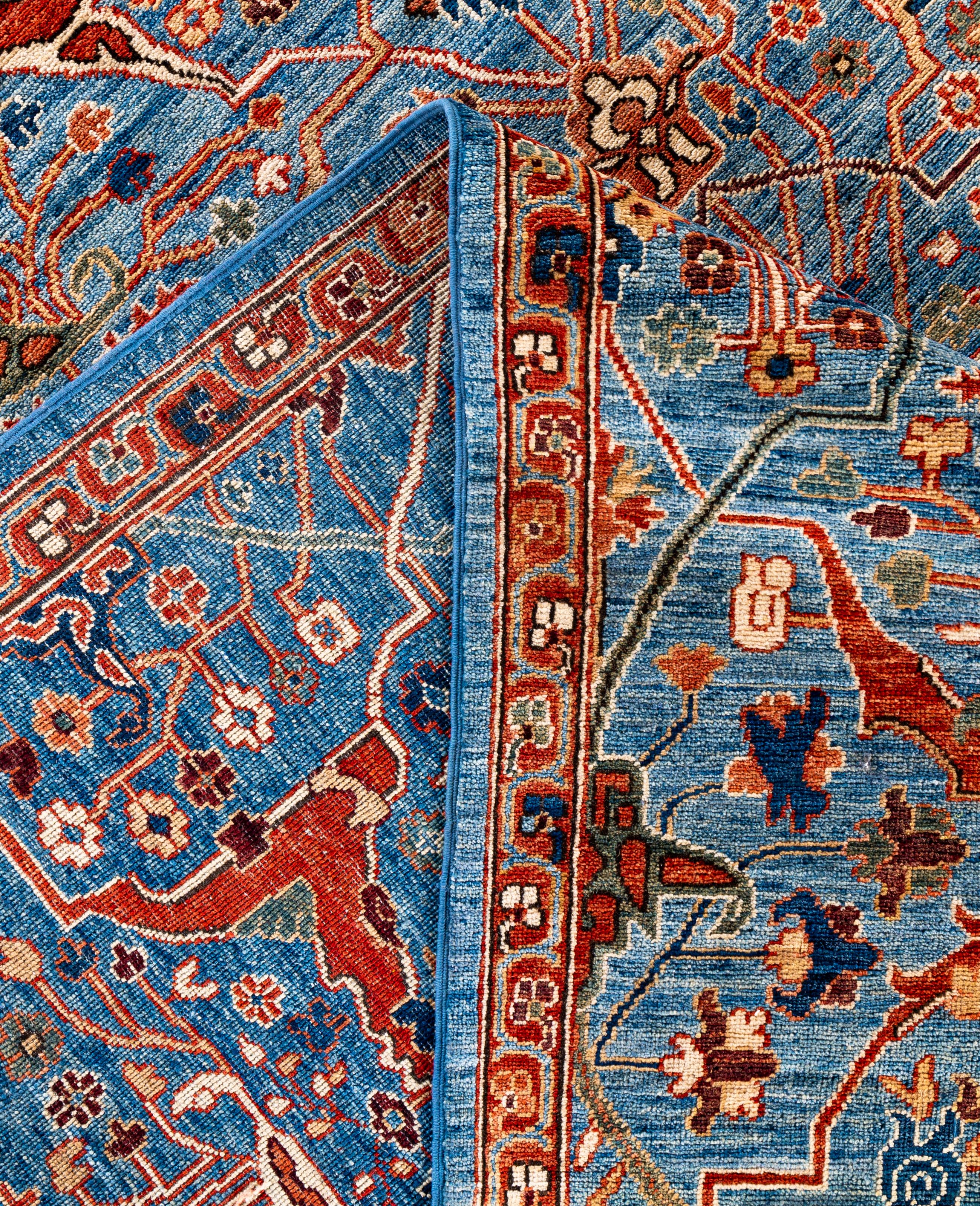 XXIe siècle et contemporain Serapi Tapis unique en laine bleu 9' 1