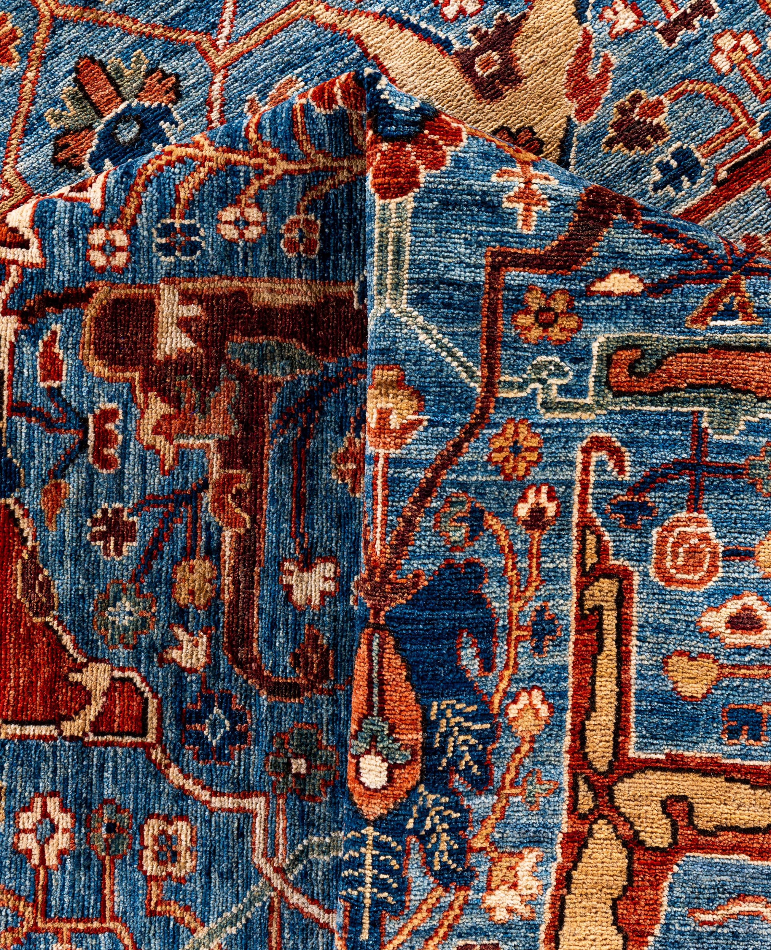 Laine Serapi Tapis unique en laine bleu 9' 1