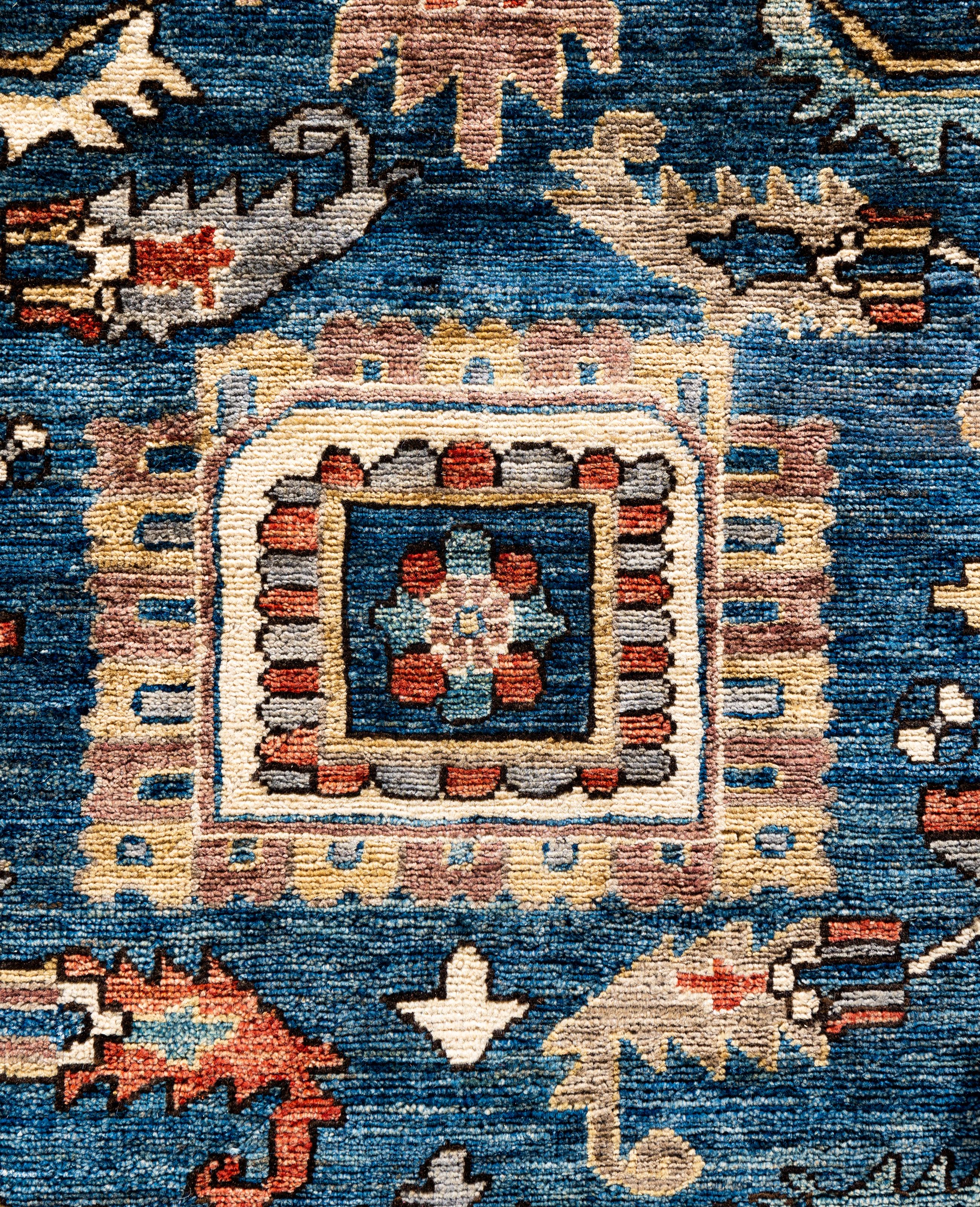 Alfombra de lana azul única Serapi 30 cm x 30 cm Pakistaní en venta