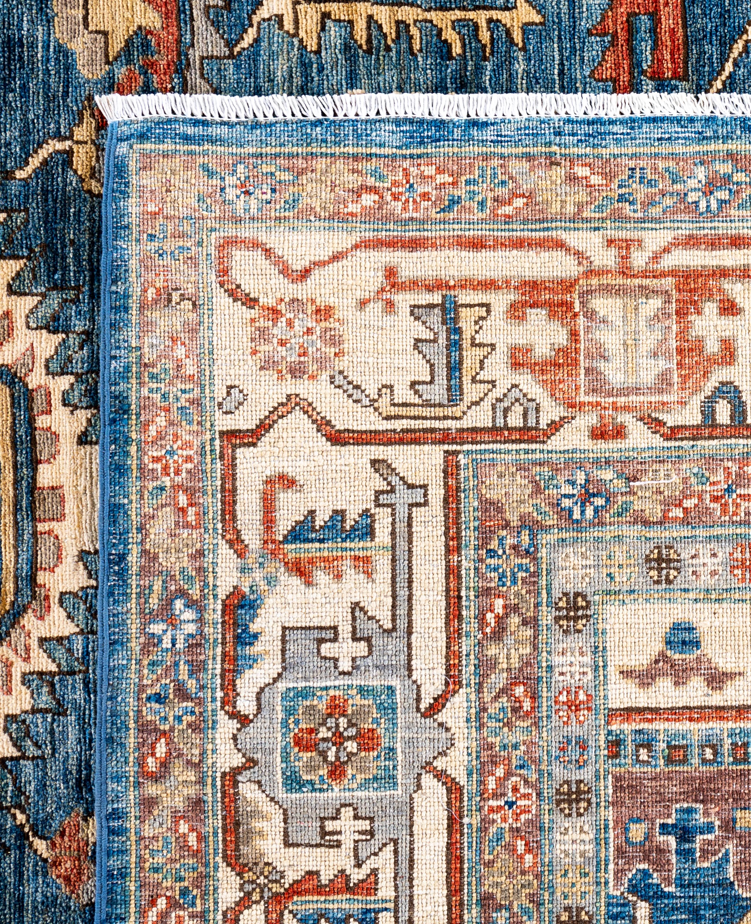 Alfombra de lana azul única Serapi 30 cm x 30 cm en Nuevo estado para la venta en Norwalk, CT