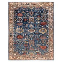 Serapi One-of-a-Kind Wool Blue Area Rug 9' 1" x 11' 9"