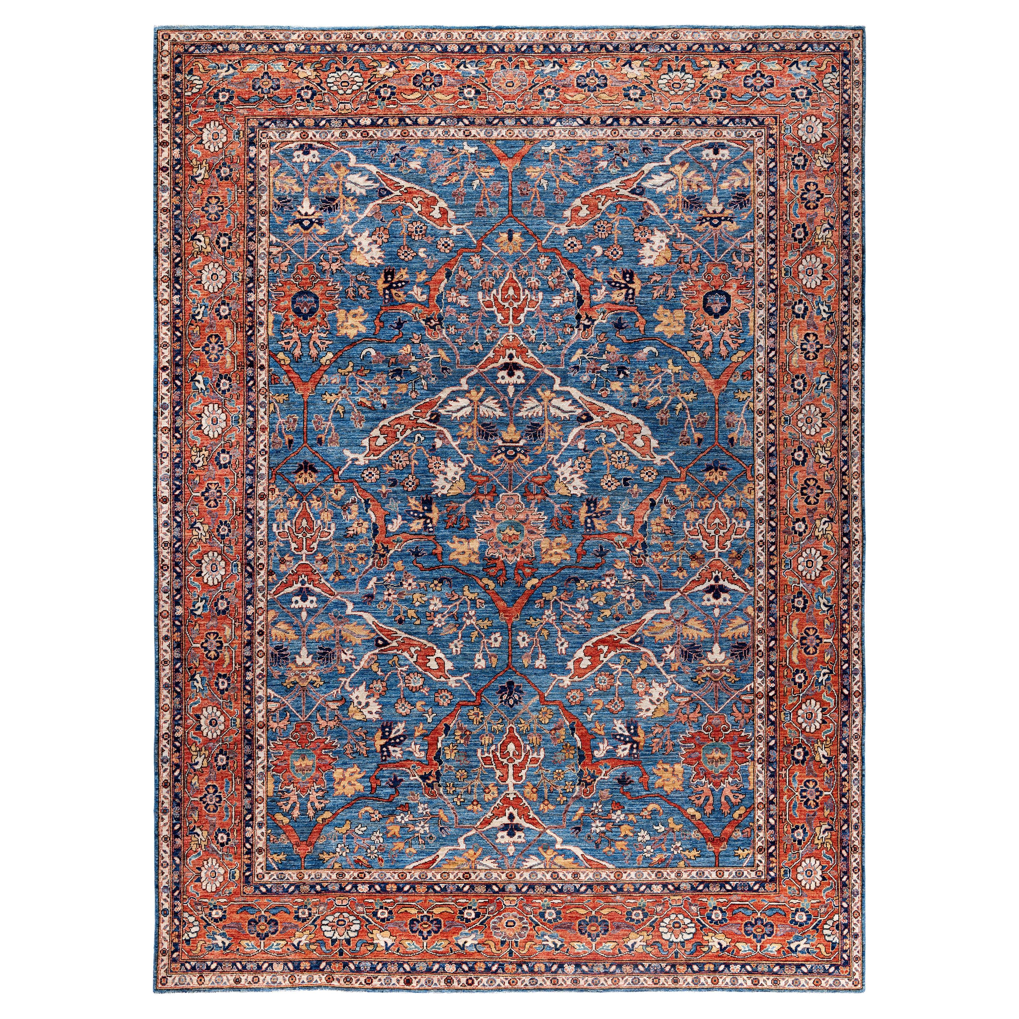 Serapi Tapis unique en laine bleu 9' 1" x 12' 3"