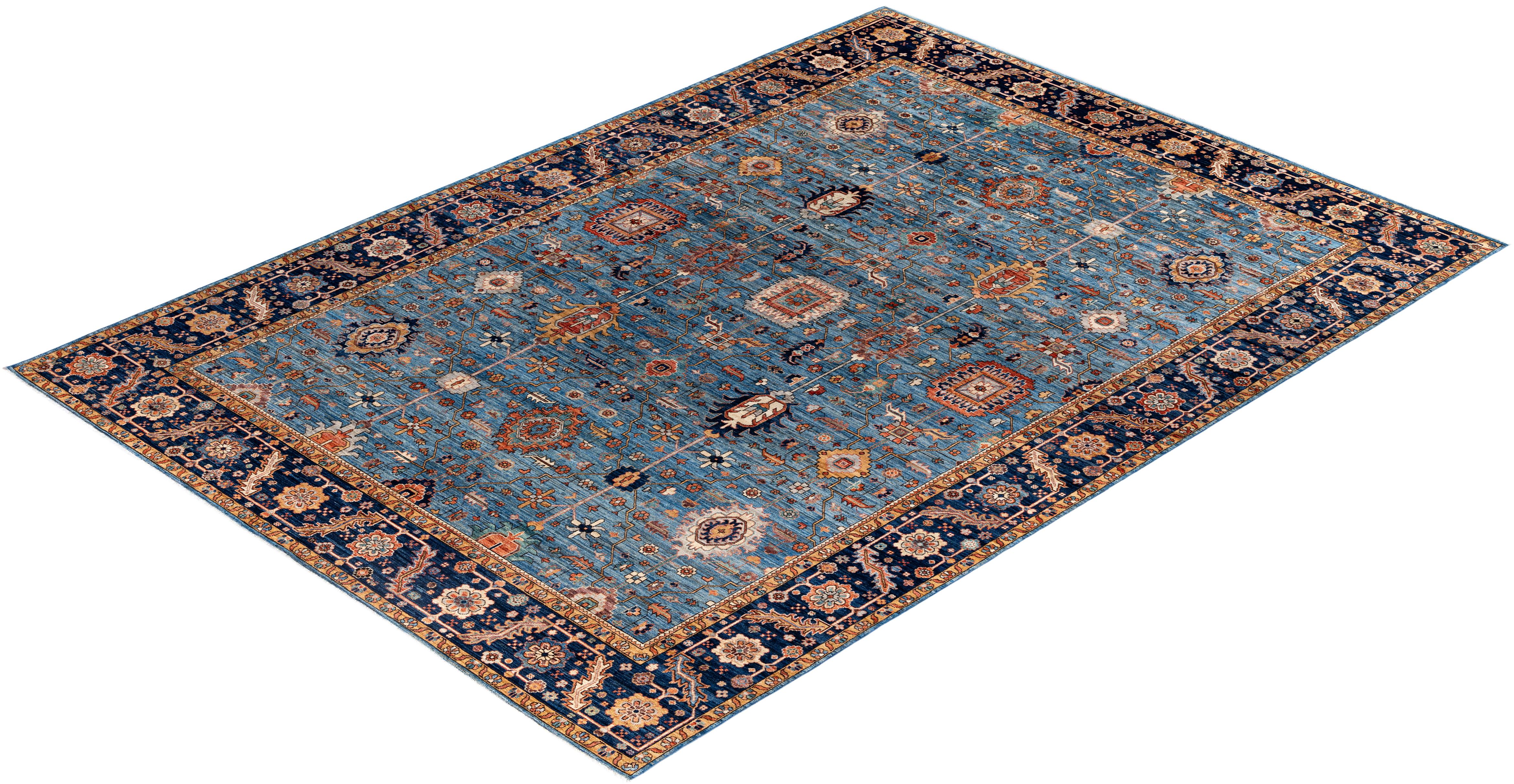 Serapi One-of-a-Kind Wool Blue Area Rug 9' 10