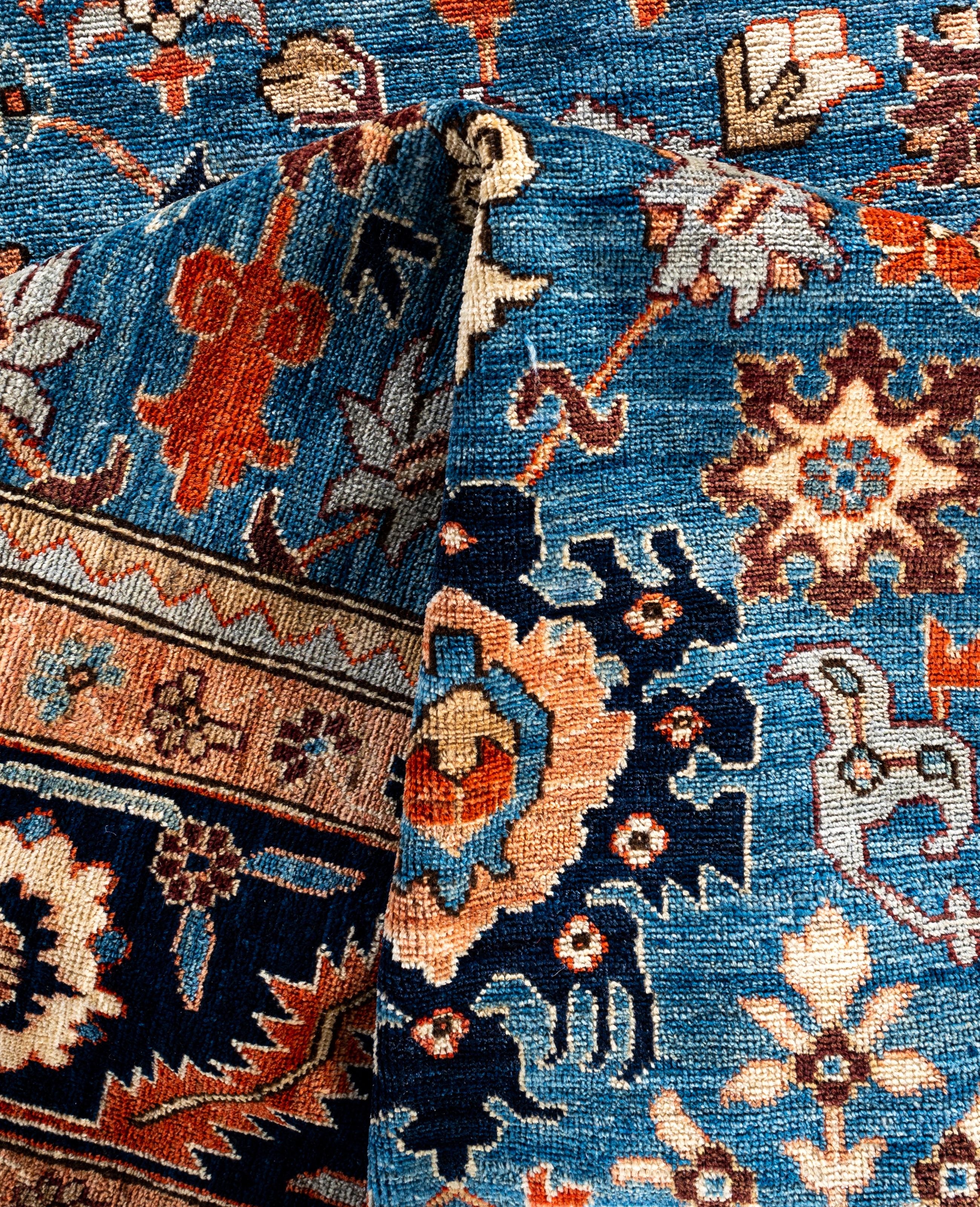 Serapi One-of-a-Kind Wool Blue Area Rug 9' 10