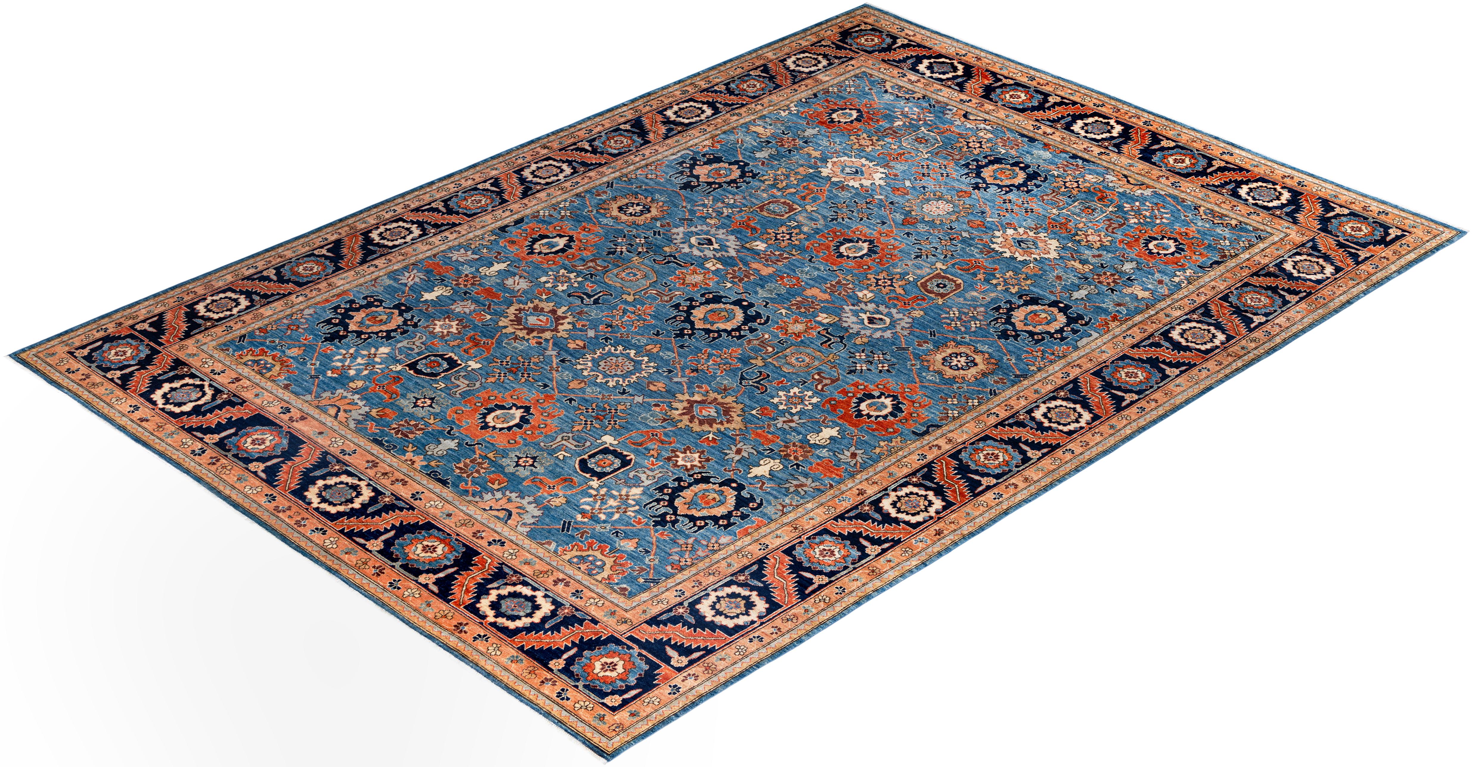 Serapi One-of-a-Kind Wool Blue Area Rug 9' 10