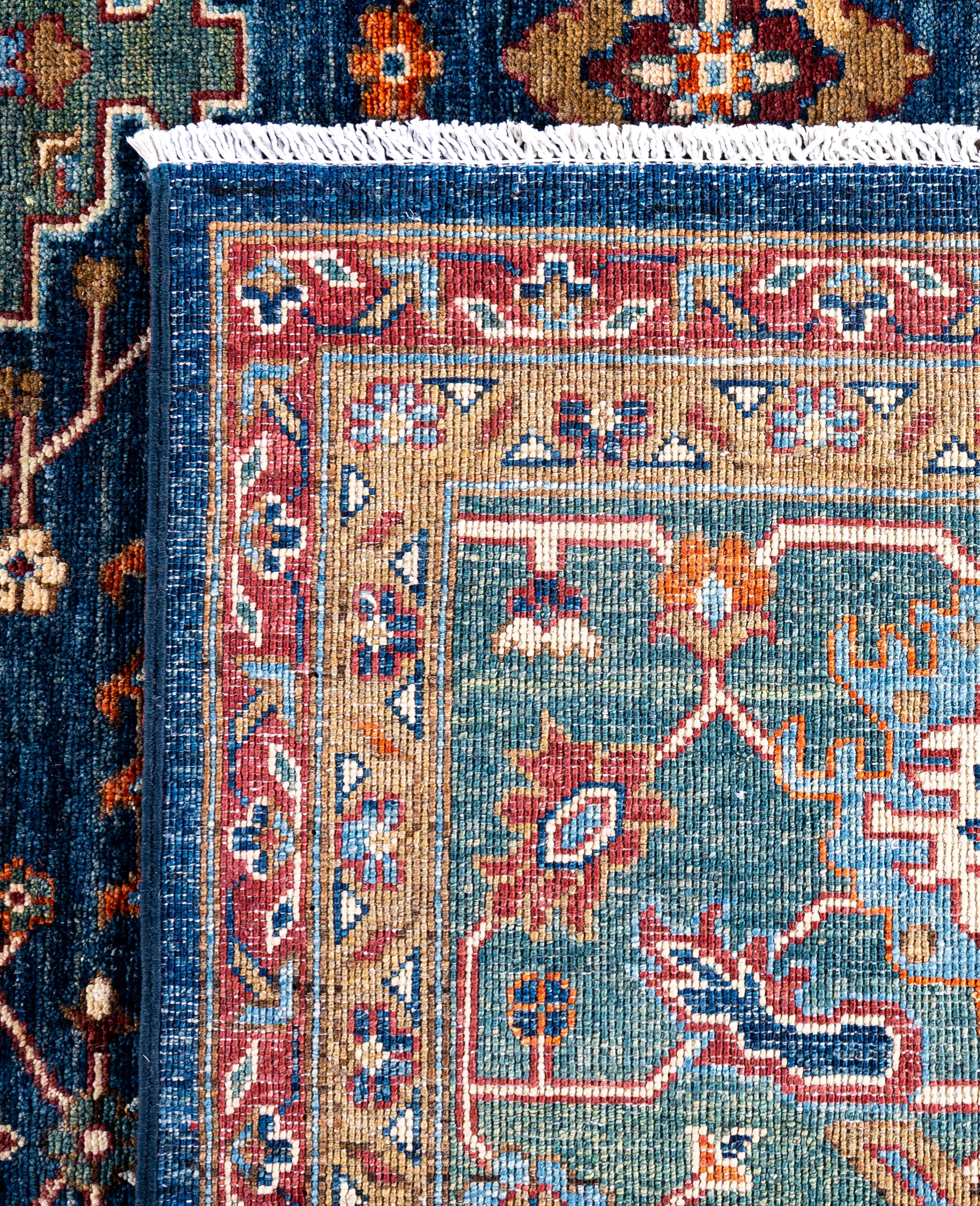 Serapi Tapis unique en laine bleu 9' 2