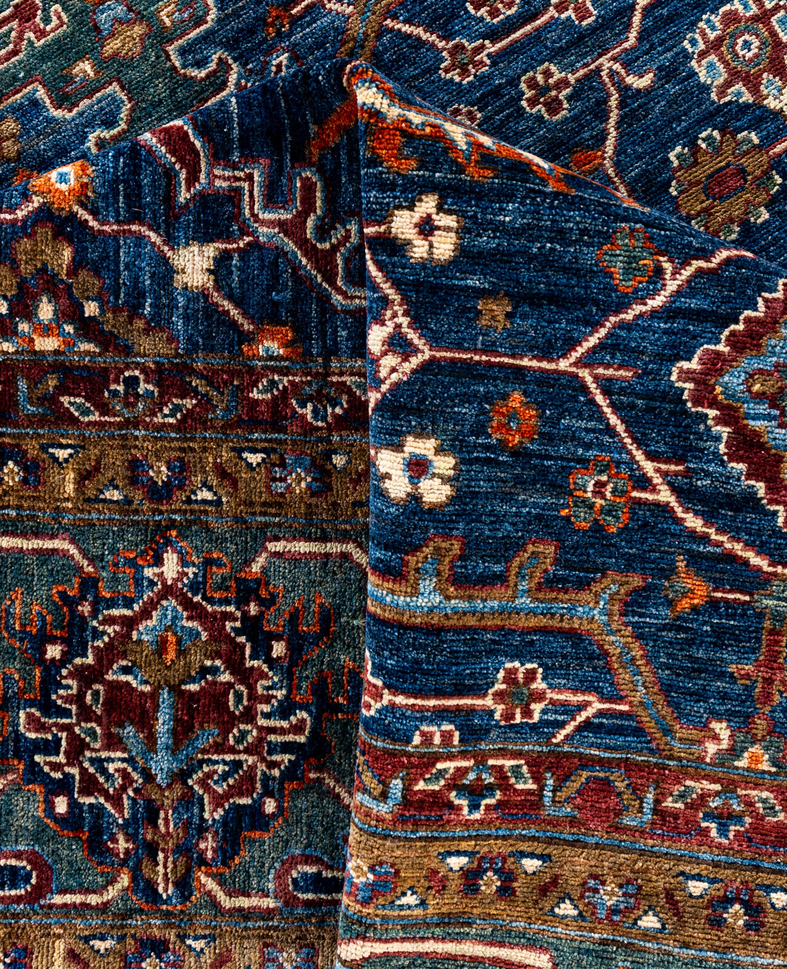 Laine Serapi Tapis unique en laine bleu 9' 2