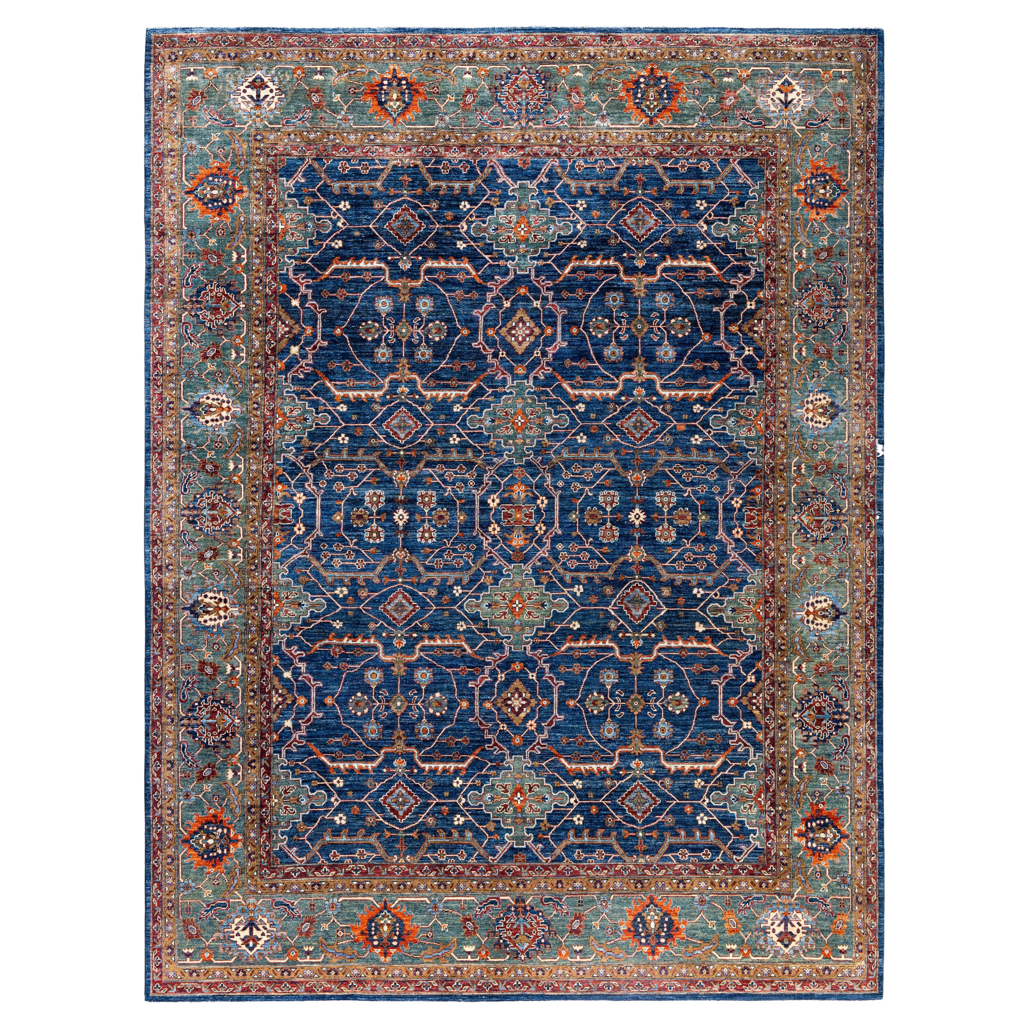 Serapi Tapis unique en laine bleu 9' 2" x 11' 11"