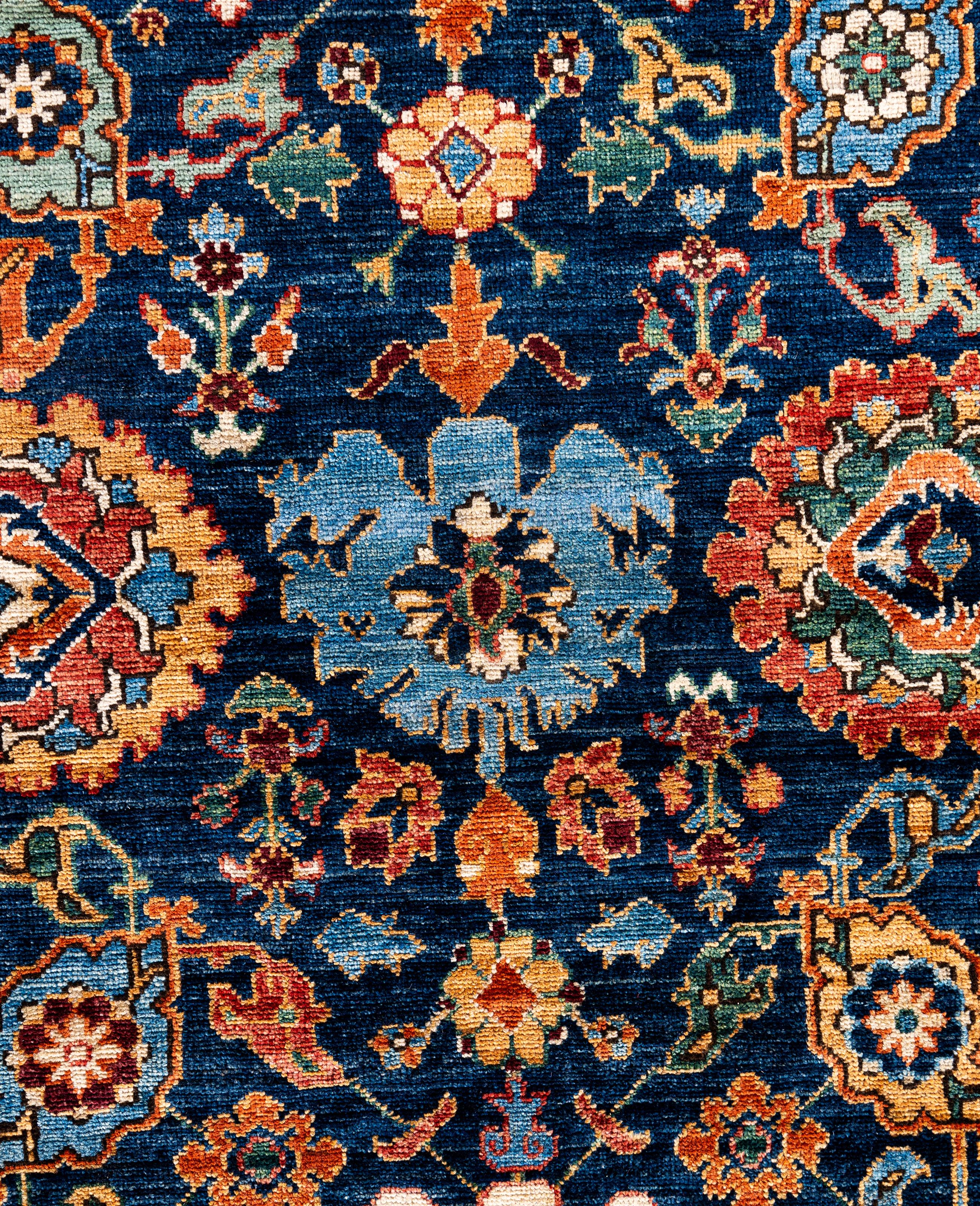 Serapi One-of-a-Kind Wolle Blau Bereich Teppich 9' 2