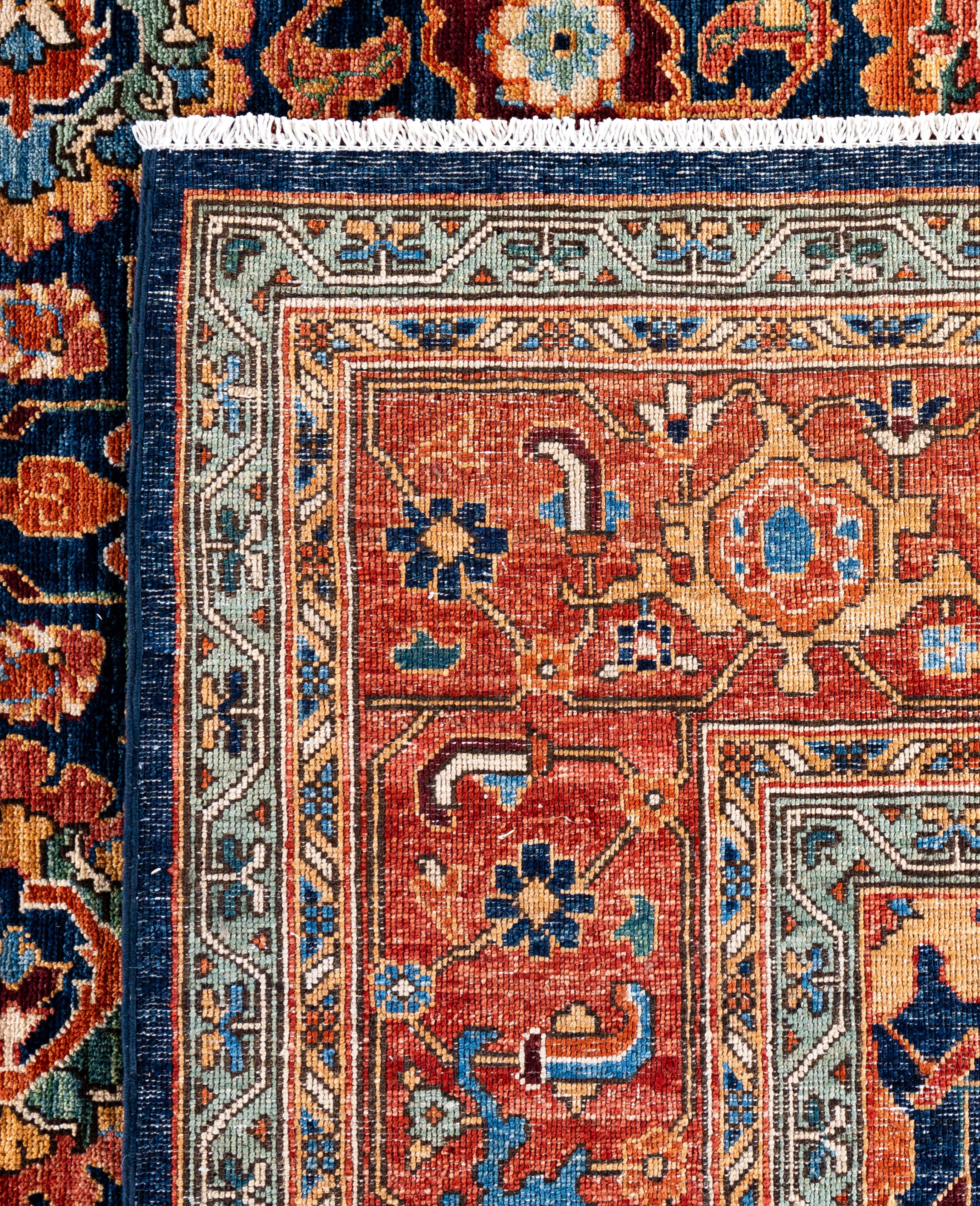 Serapi One-of-a-Kind Wolle Blau Bereich Teppich 9' 2