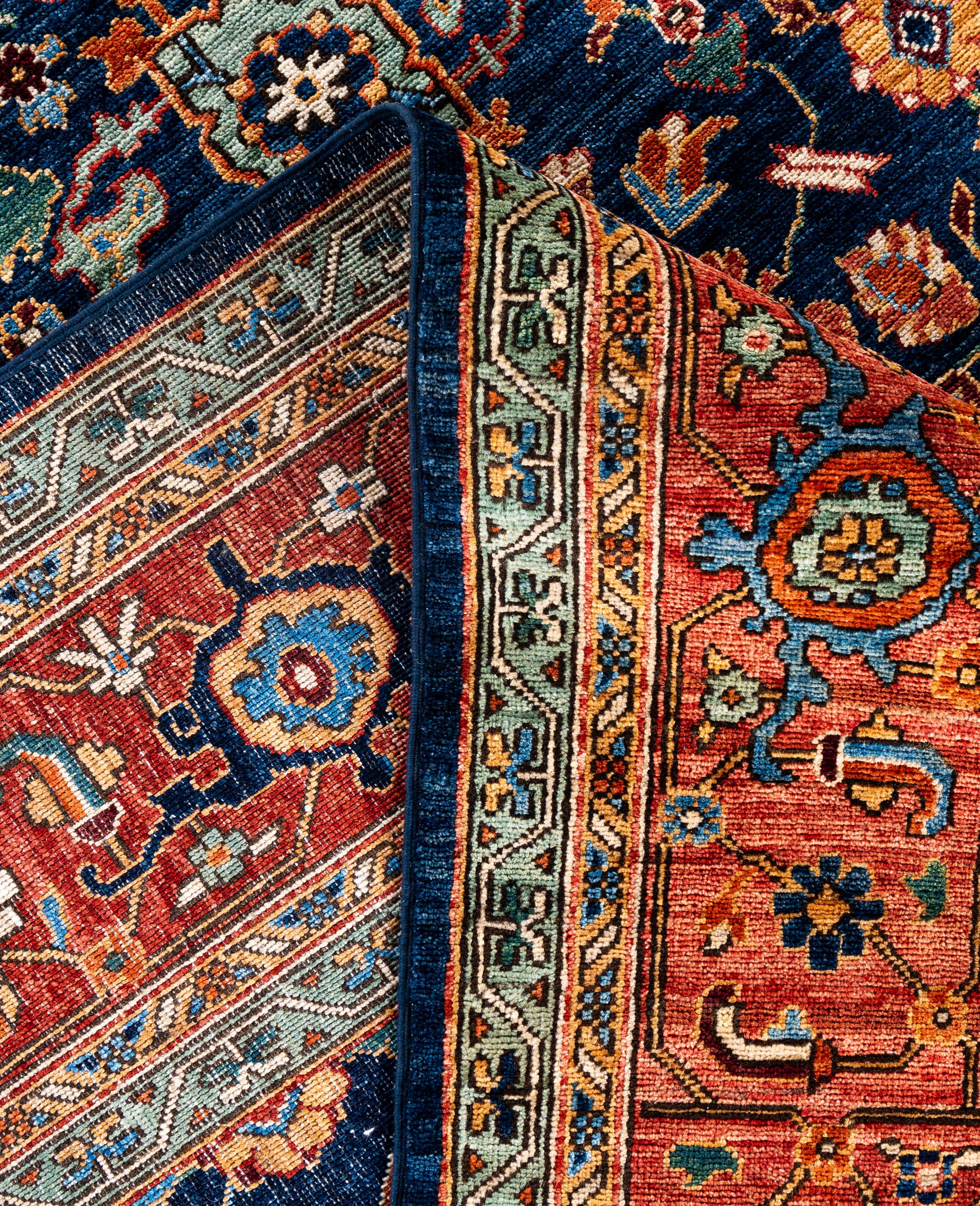 Serapi One-of-a-Kind Wolle Blau Bereich Teppich 9' 2