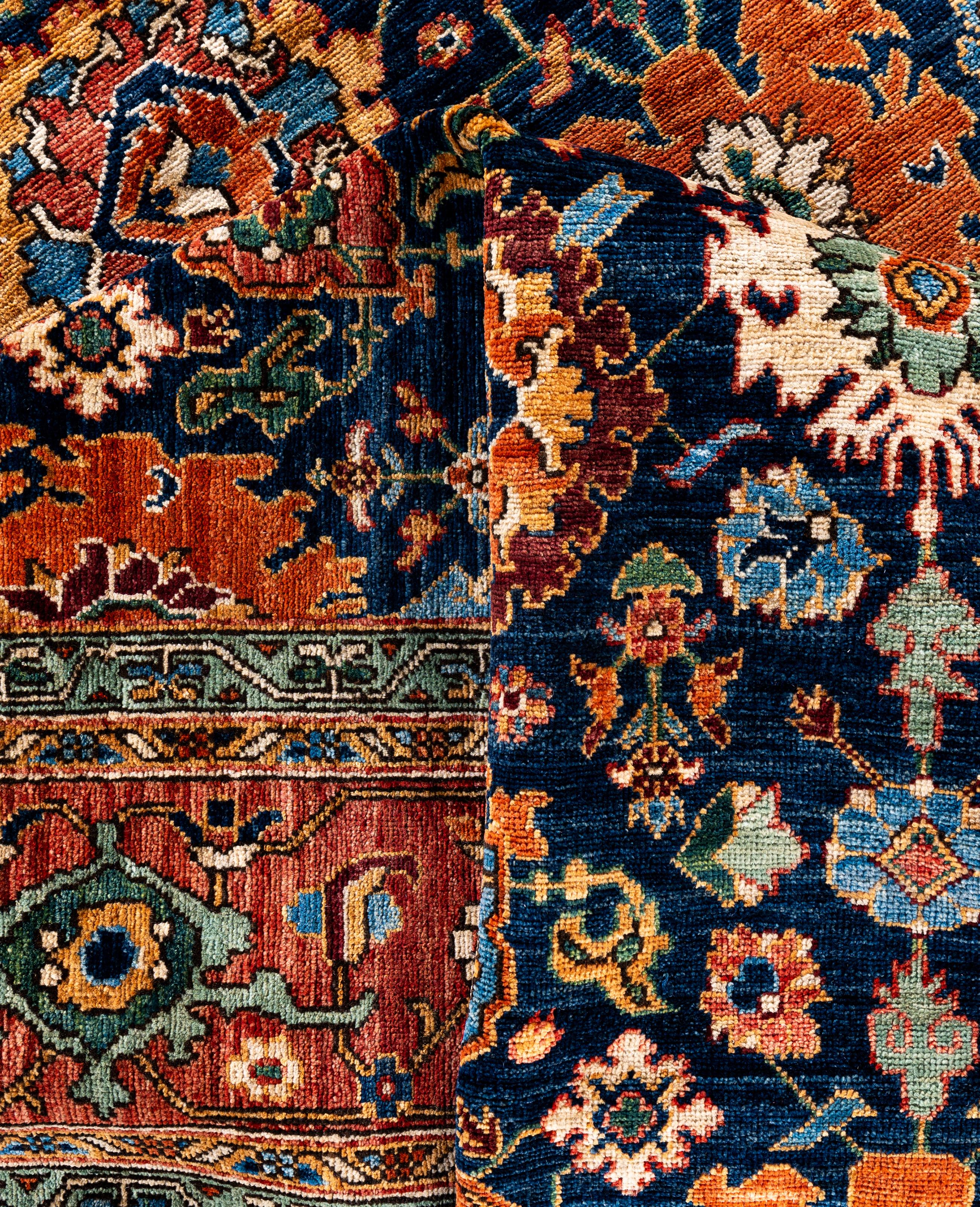 Serapi One-of-a-Kind Wolle Blau Bereich Teppich 9' 2