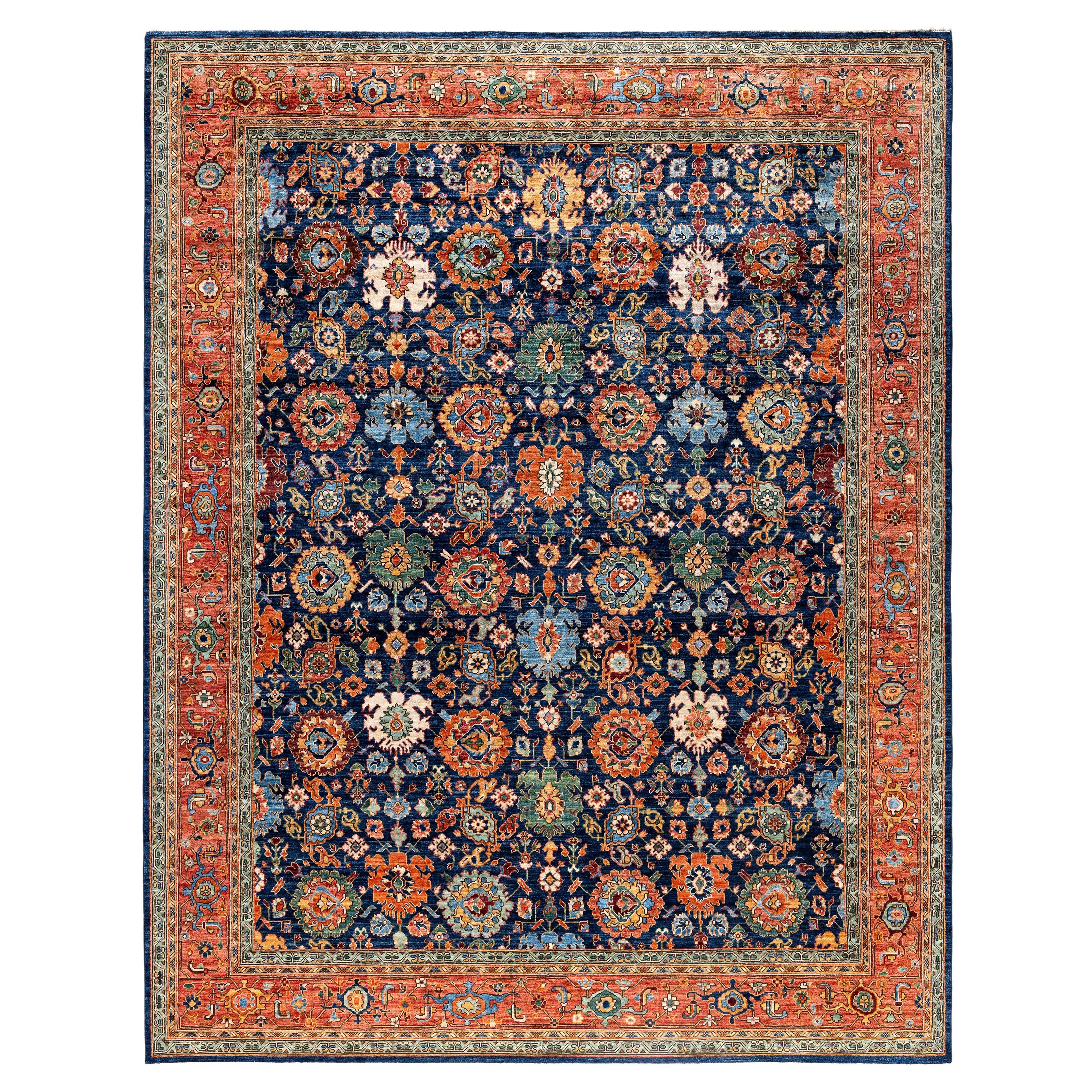 Tappeto Serapi One-of-a-Kind in Lana Blu 9' 2" x 11' 9"