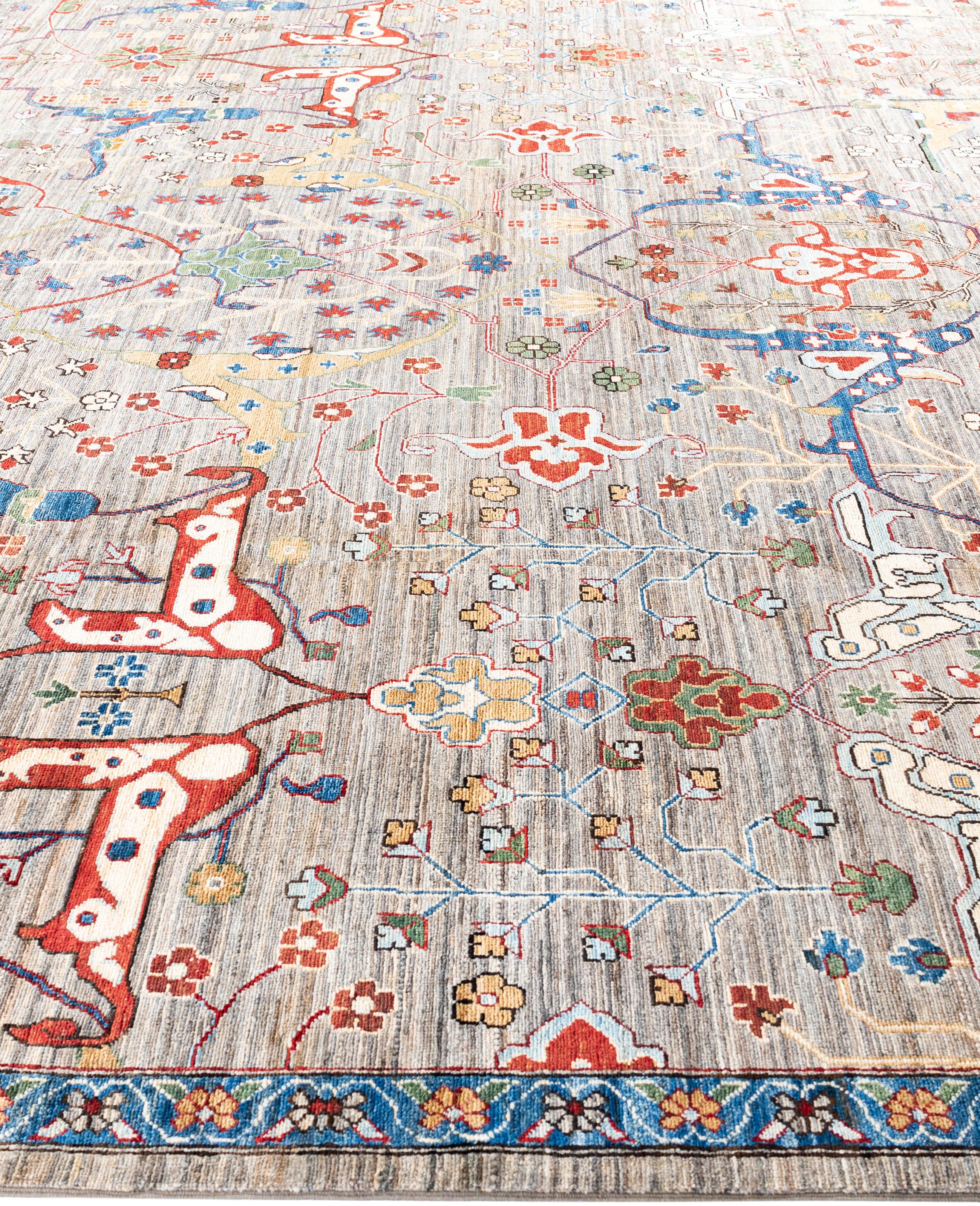 Hand-Knotted Serapi One-of-a-Kind Wool Brown Area Rug 10' 2