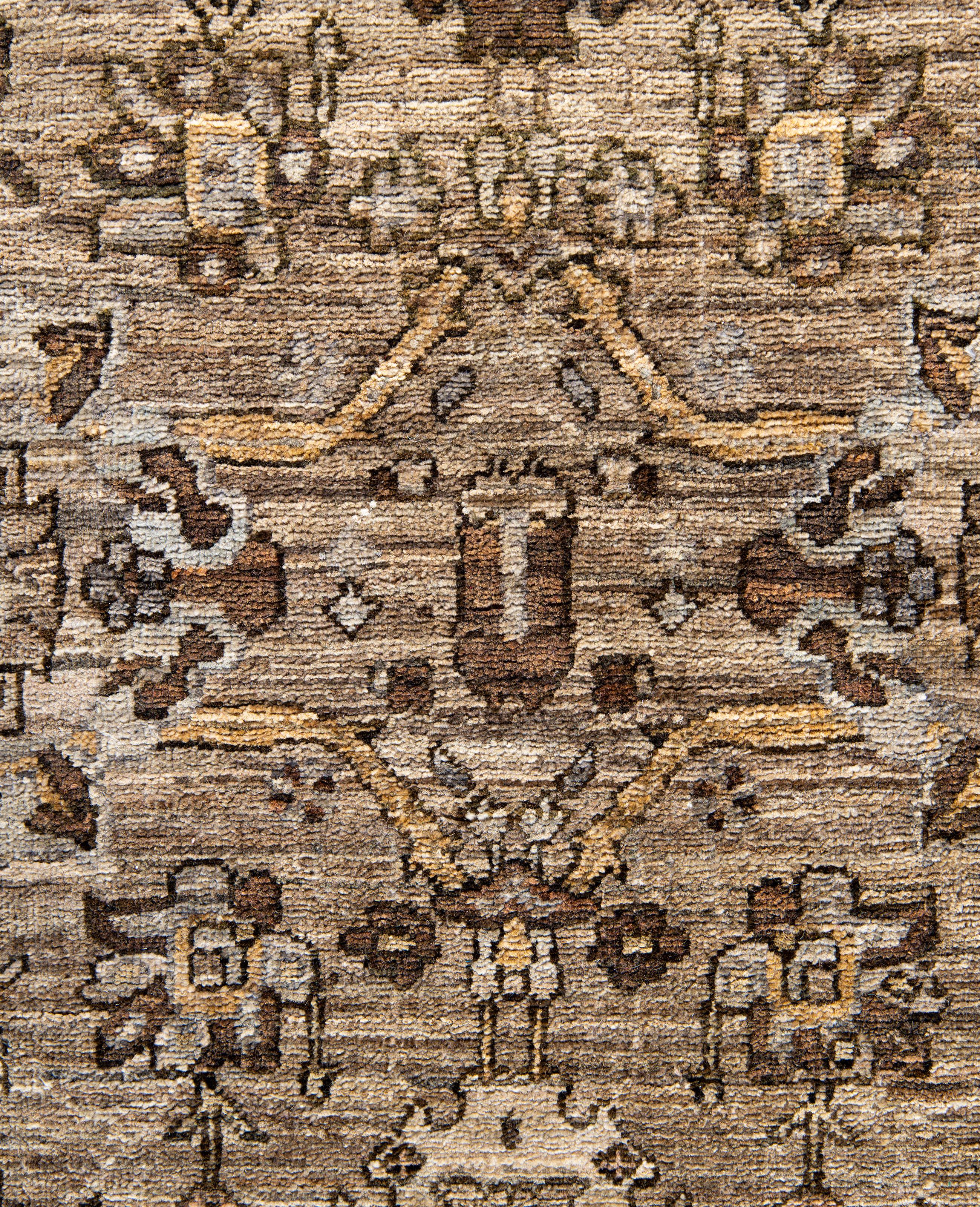 Pakistanais Serapi Tapis unique en laine marron 4' 0