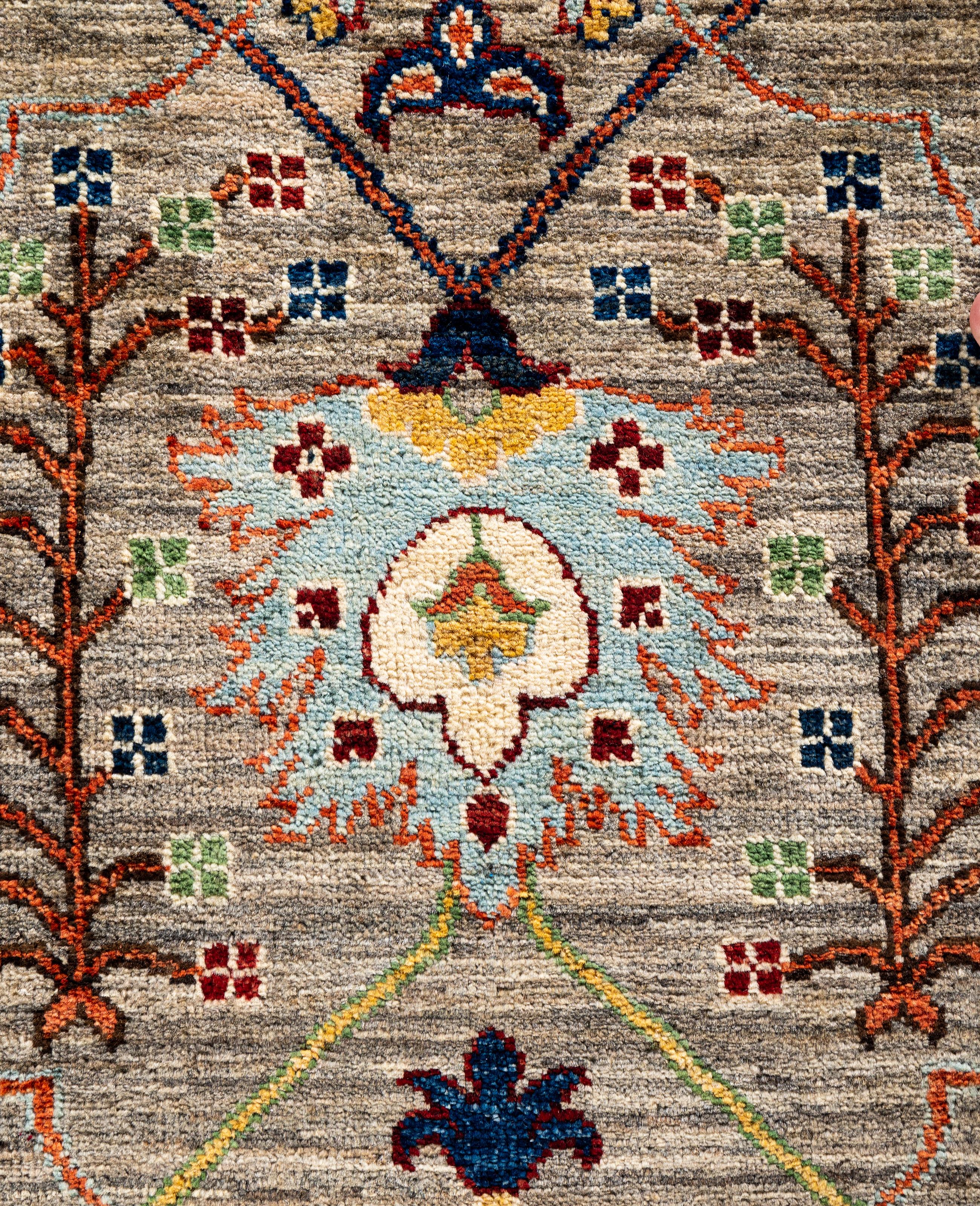 Pakistanais Serapi Tapis unique en laine marron 8' 0