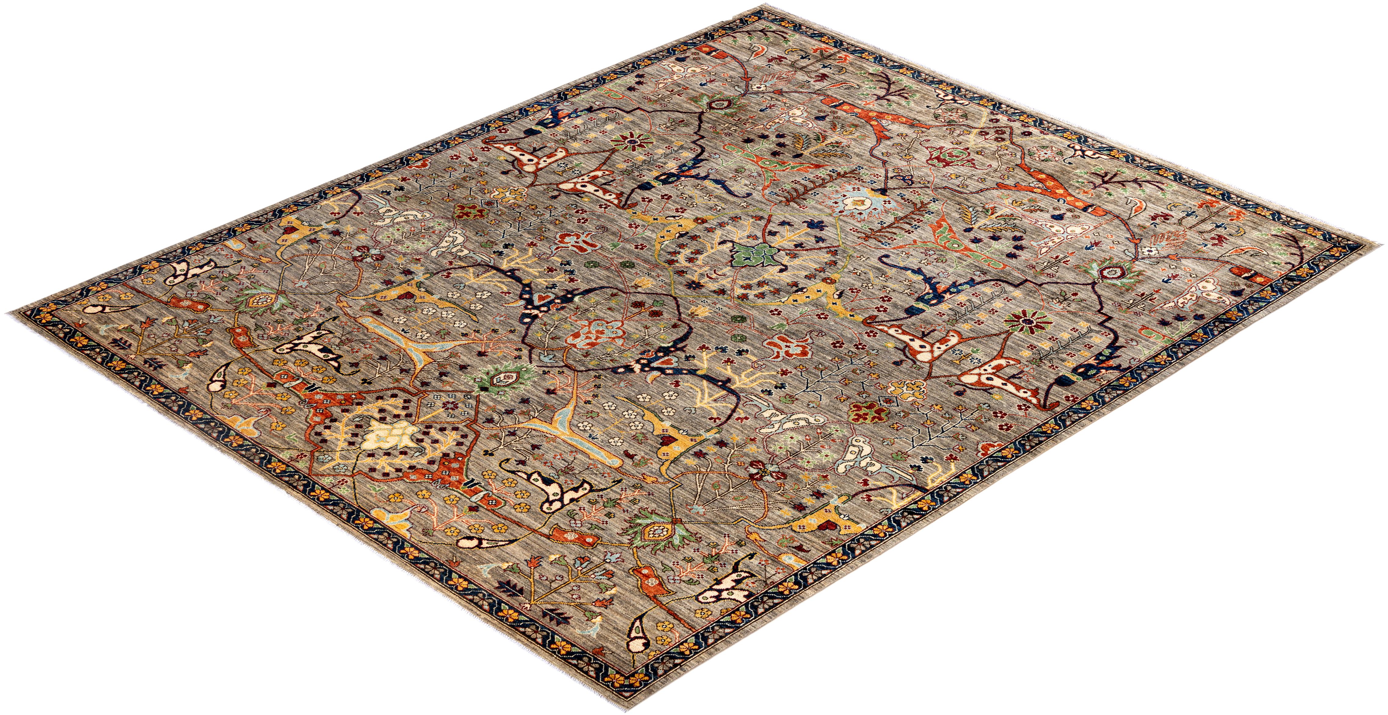 Serapi Tapis unique en laine marron 8' 0