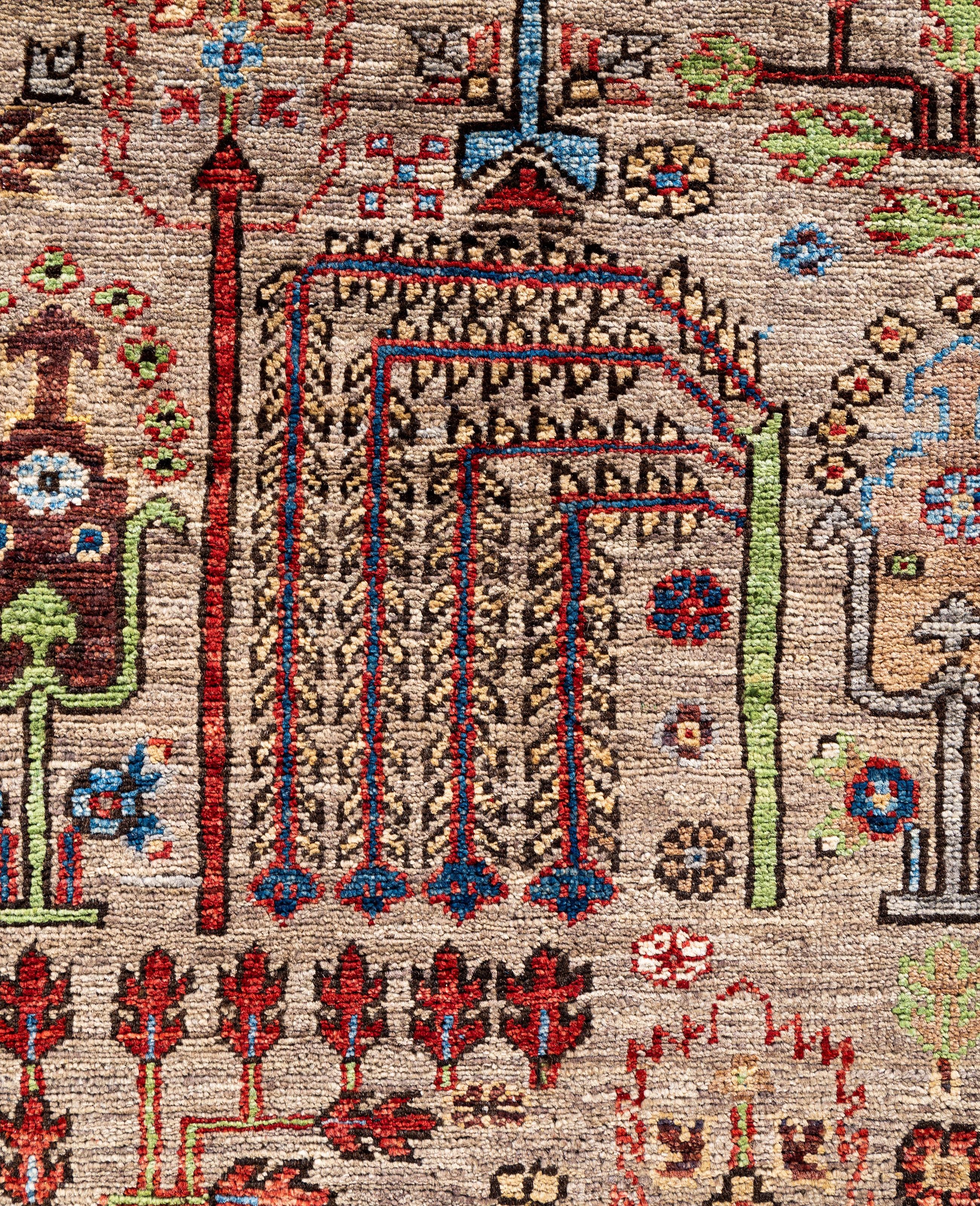Pakistanais Serapi Tapis unique en laine marron 8' 1