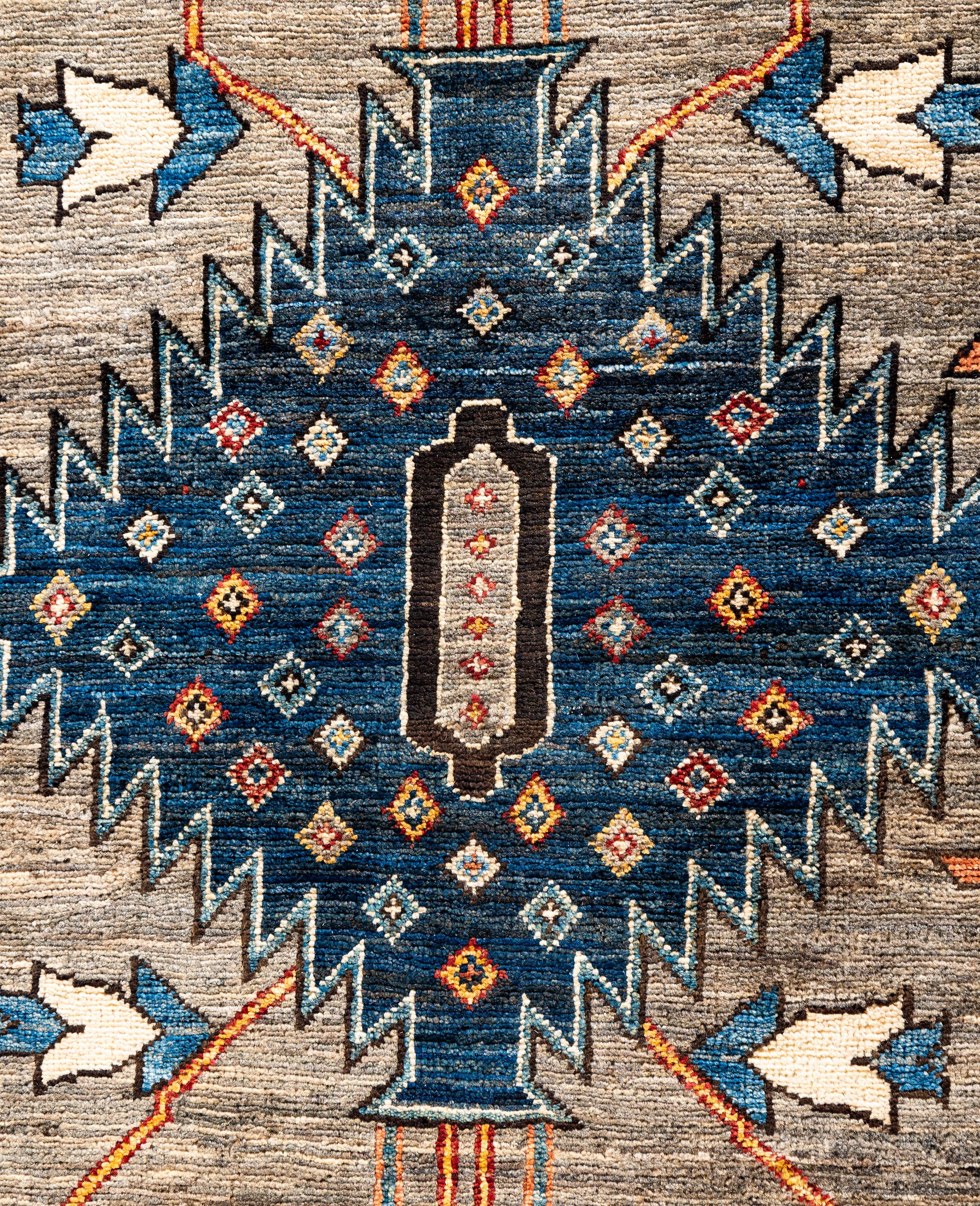 Pakistanais Serapi Tapis unique en laine marron 8' 1