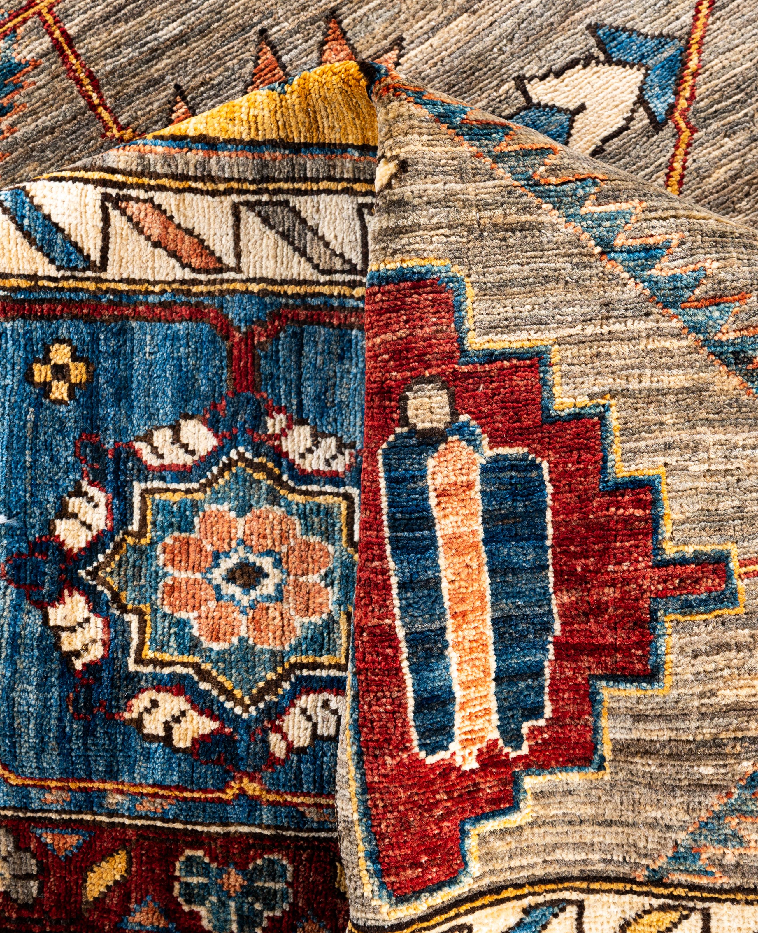 Laine Serapi Tapis unique en laine marron 8' 1