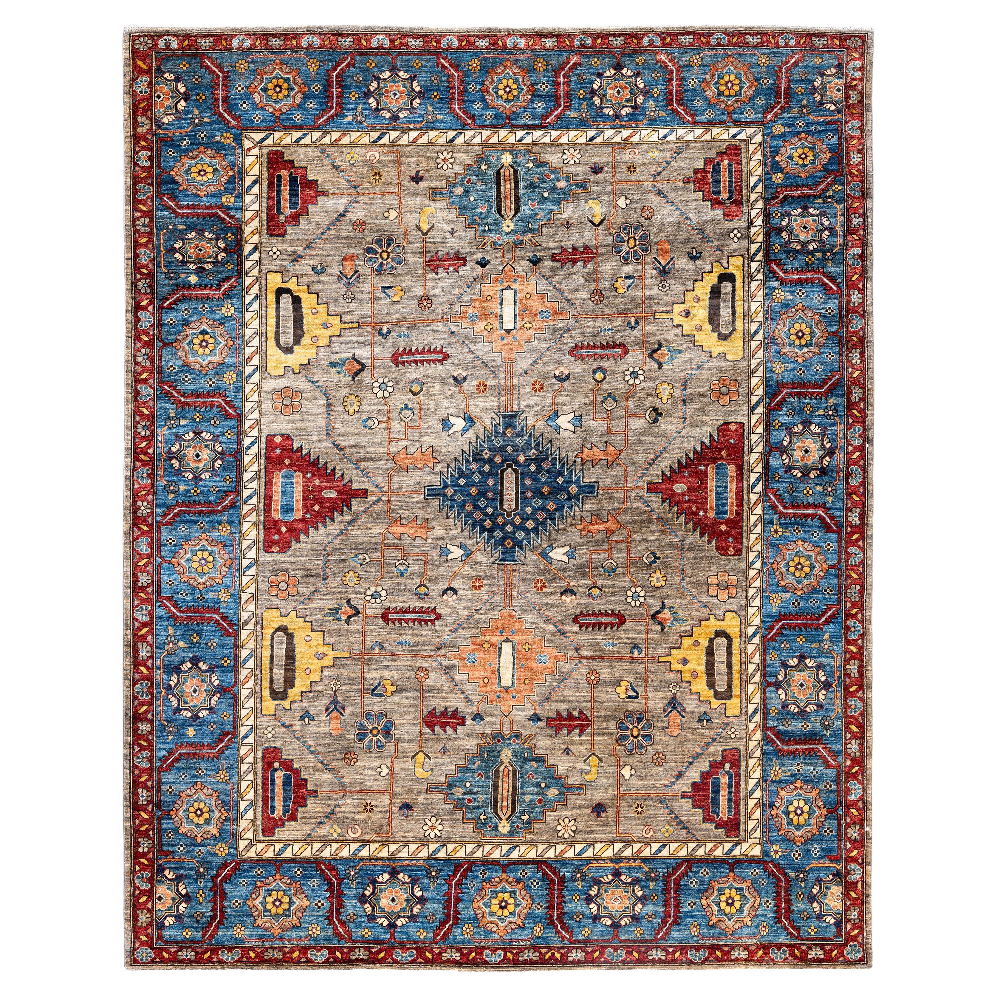 Serapi Tapis unique en laine marron 8' 1" x 10' 2"