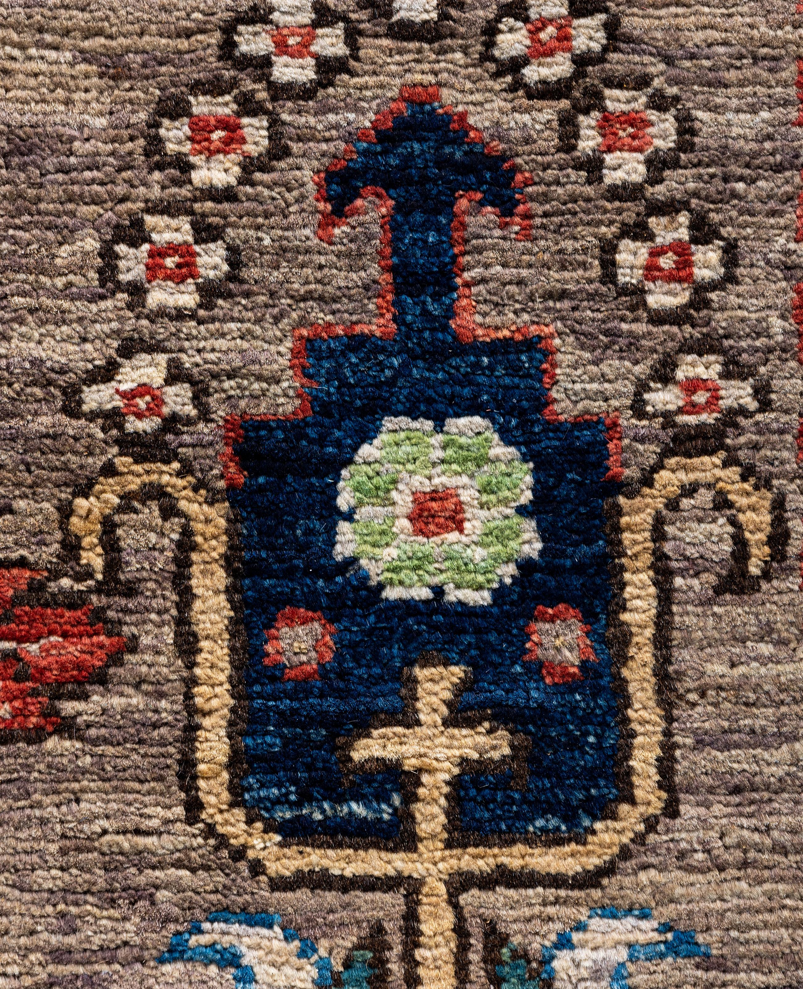 Alfombra de lana marrón única Serapi 8' 1