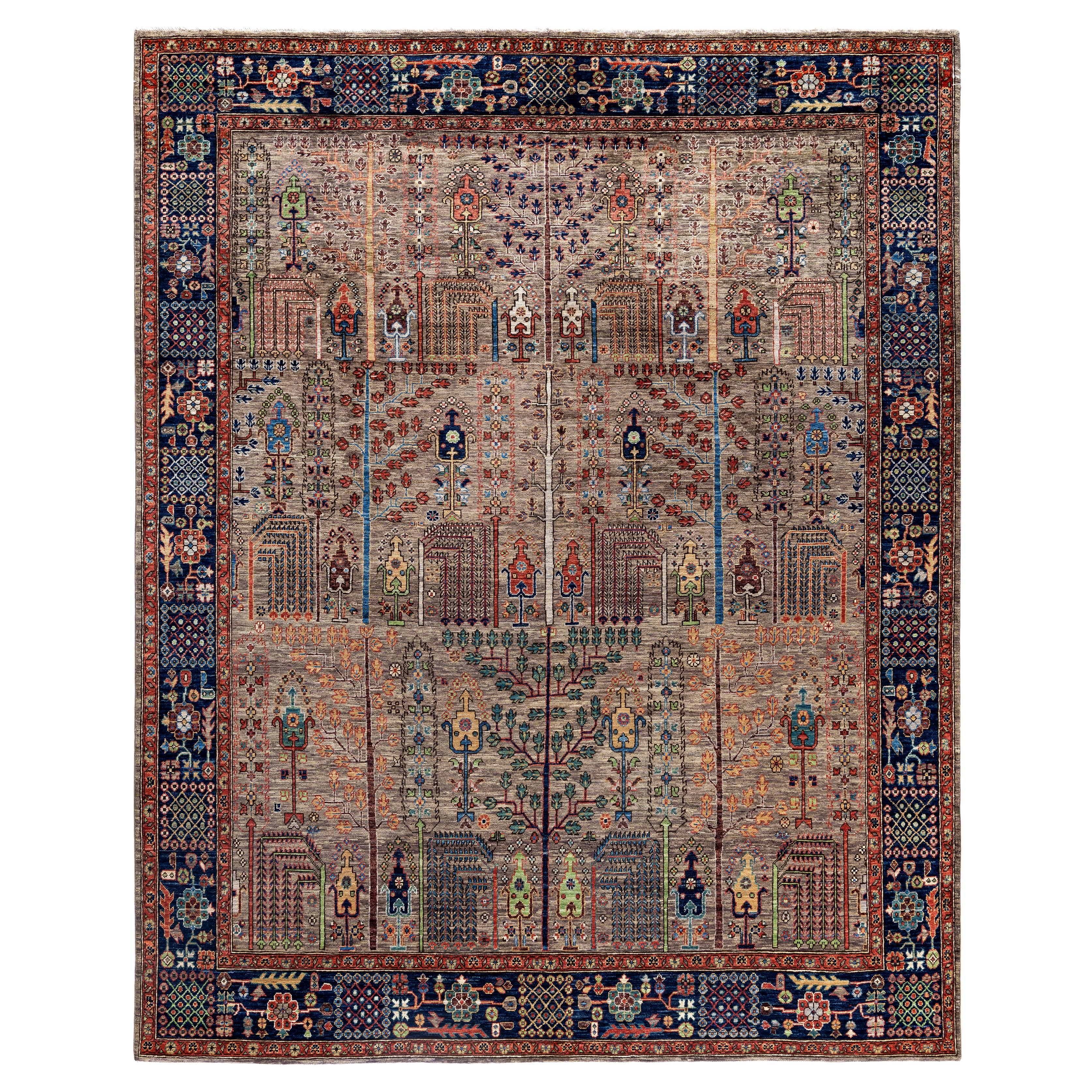 Serapi Tapis unique en laine marron 8' 1" x 9' 11"