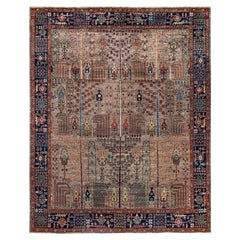 Serapi Tapis unique en laine marron 8' 1" x 9' 11"