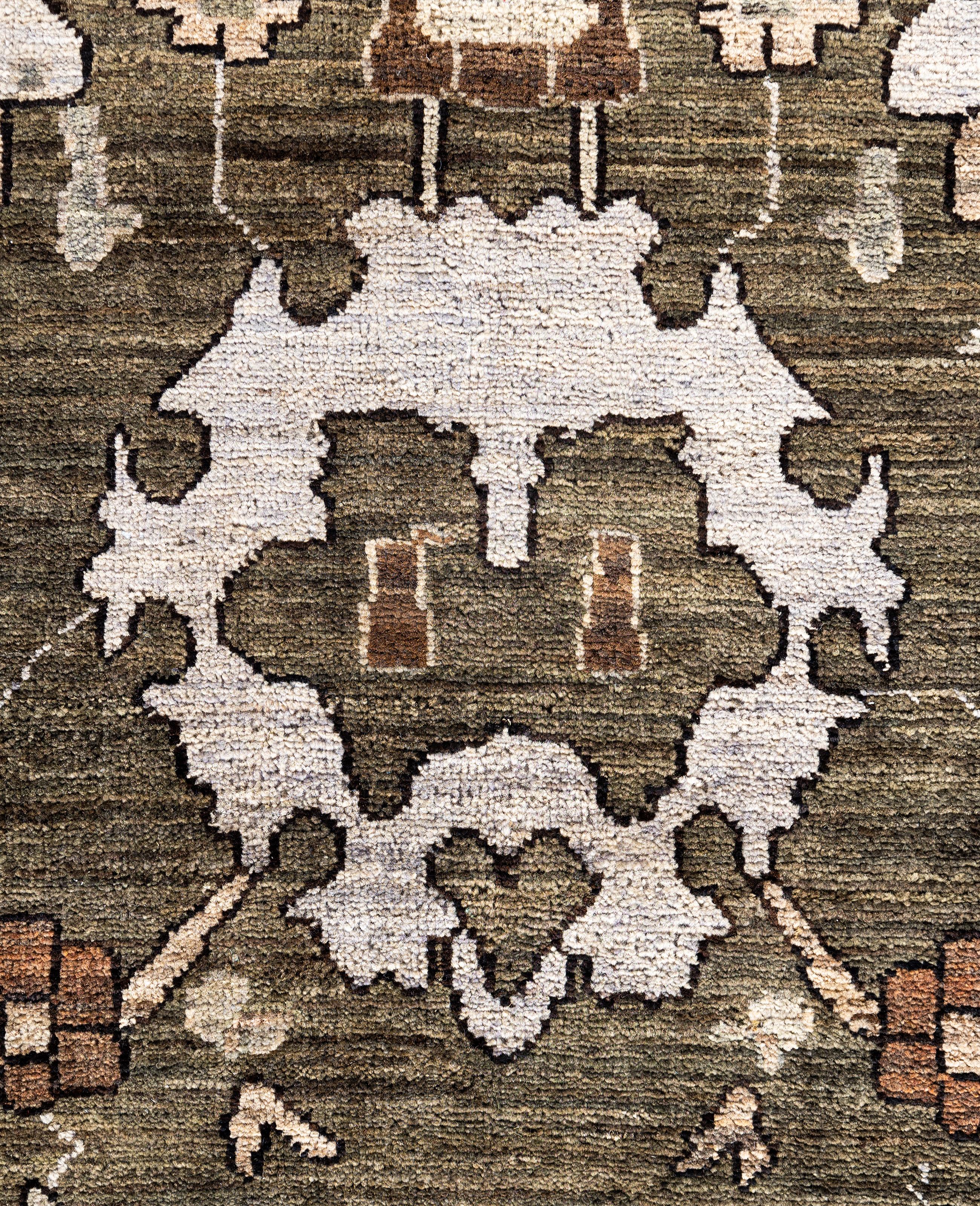 Pakistanais Serapi Tapis unique en laine marron 8' 1