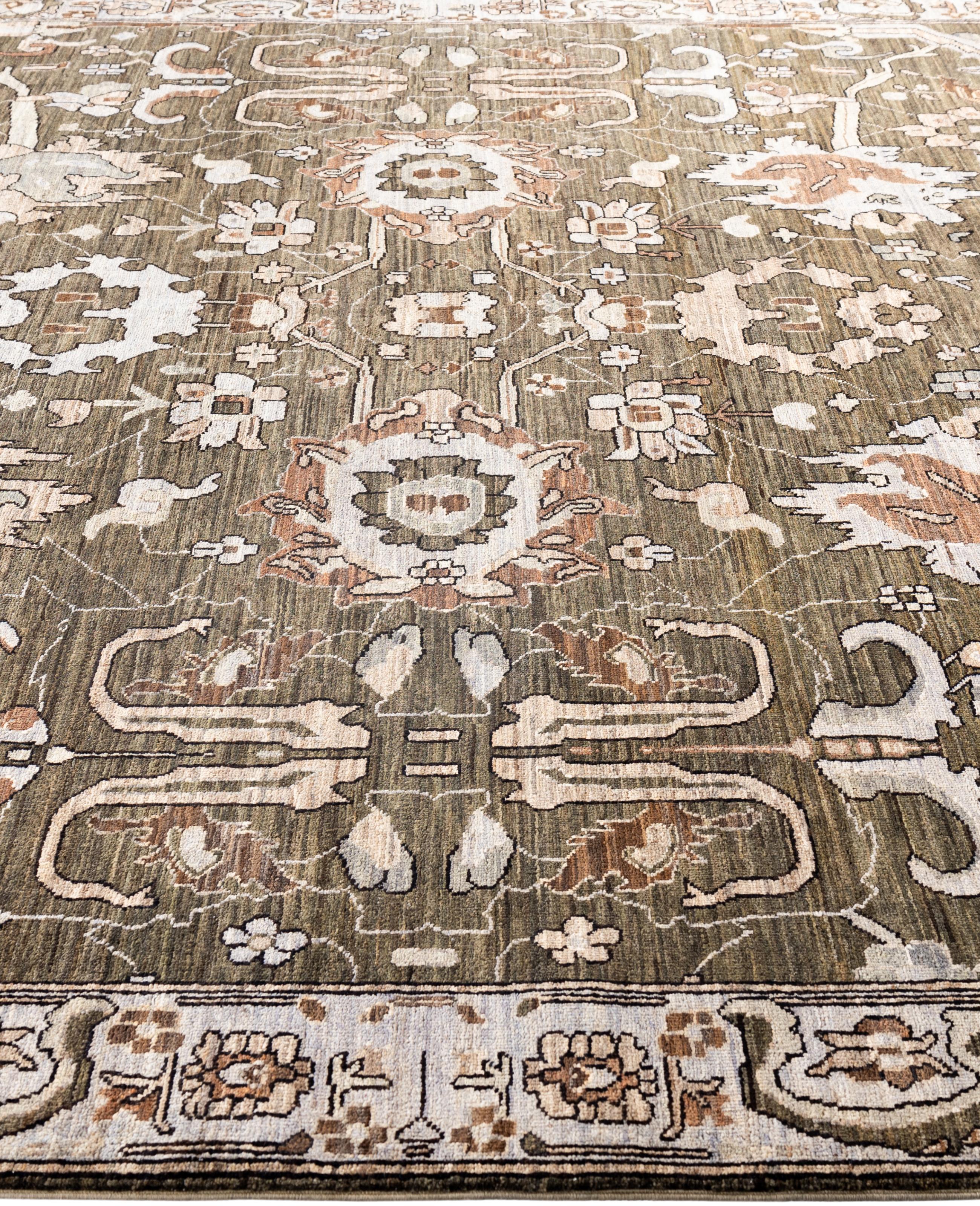 Noué à la main Serapi Tapis unique en laine marron 8' 1