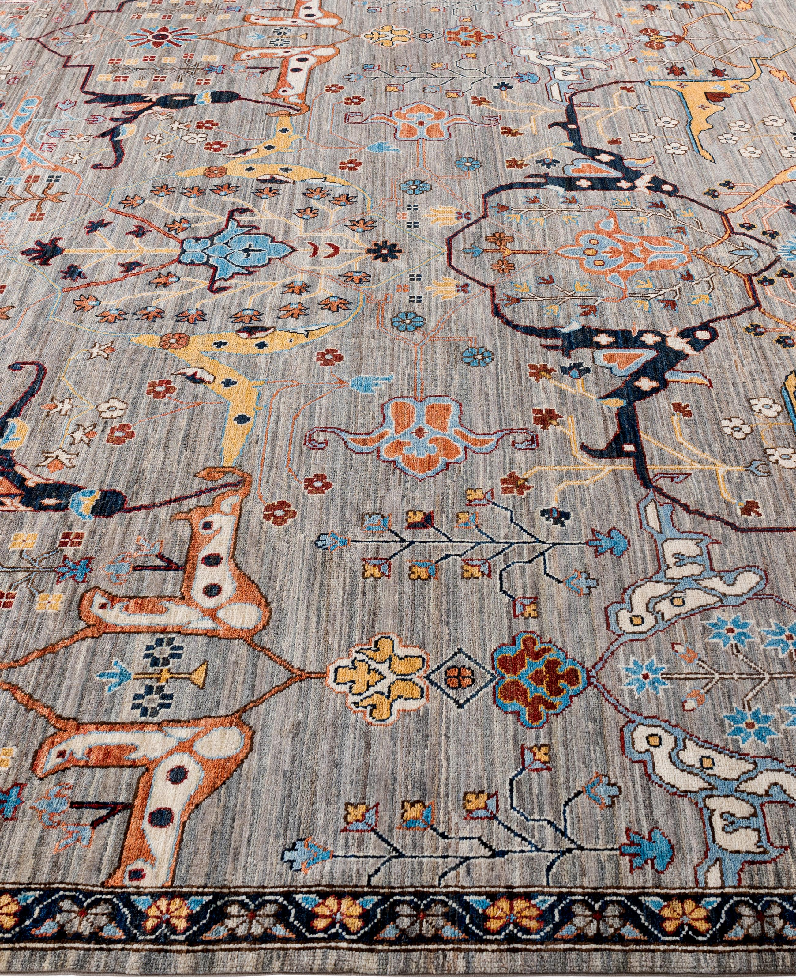 Noué à la main Serapi Tapis unique en laine marron 8' 10