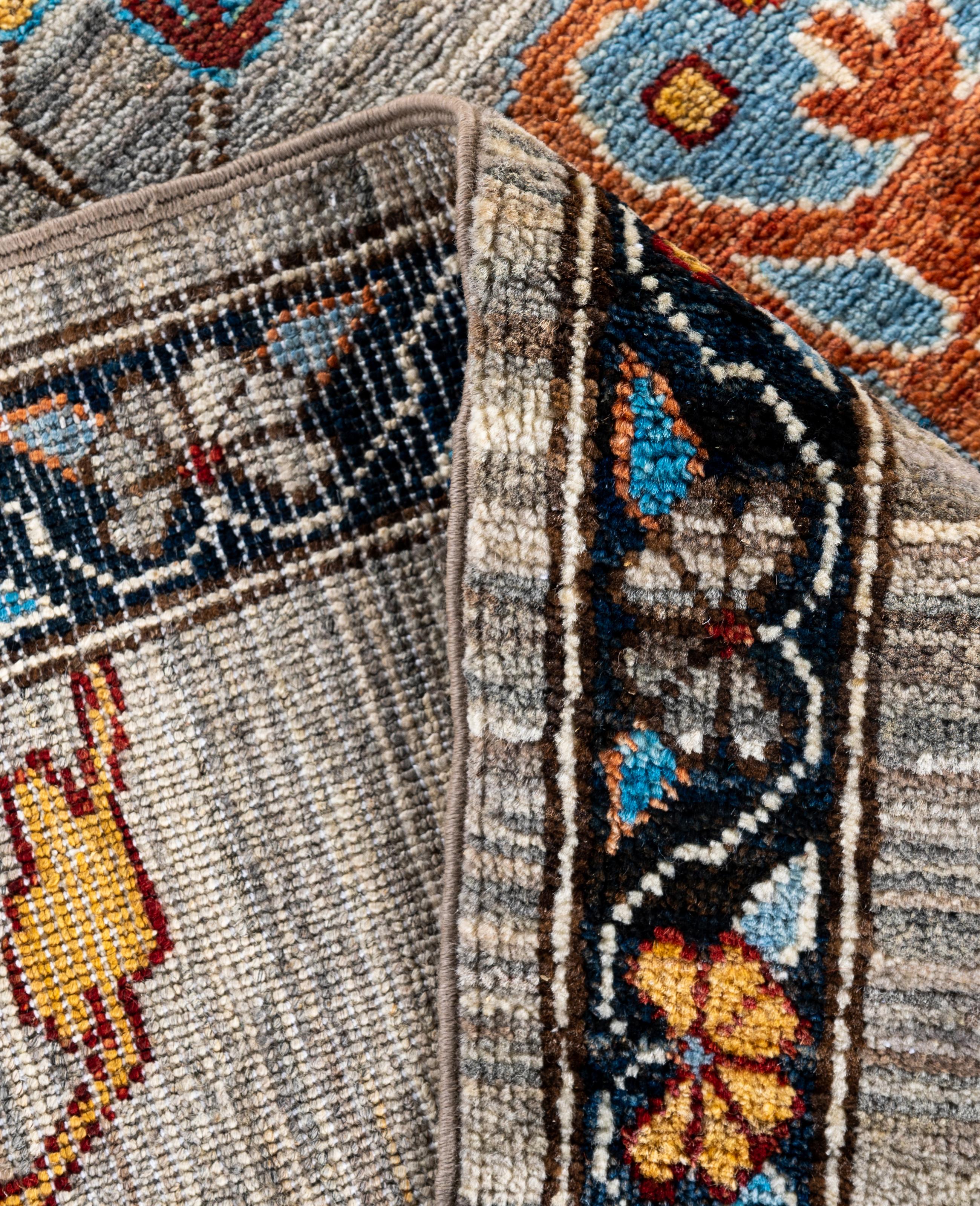 XXIe siècle et contemporain Serapi Tapis unique en laine marron 8' 10