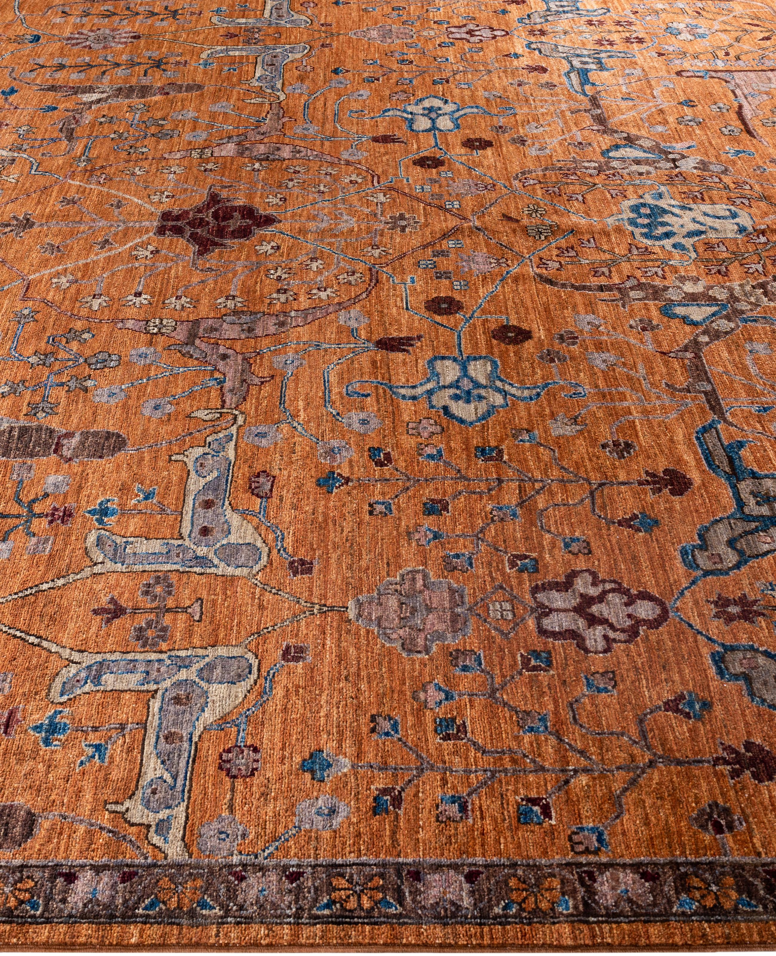 Noué à la main Serapi Tapis unique en laine marron 8' 11
