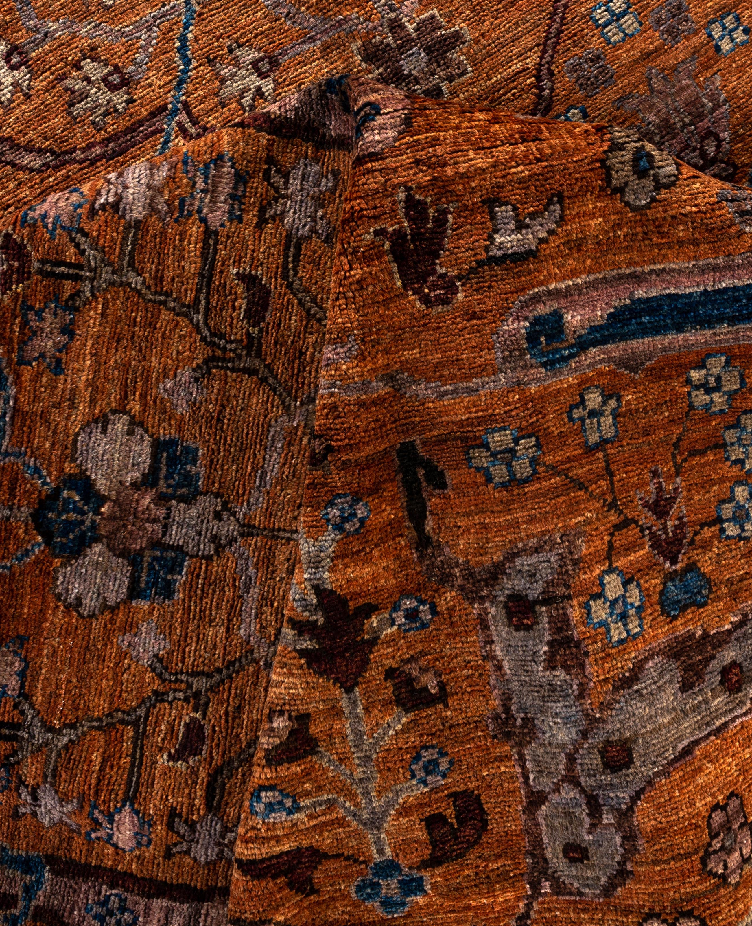 Laine Serapi Tapis unique en laine marron 8' 11