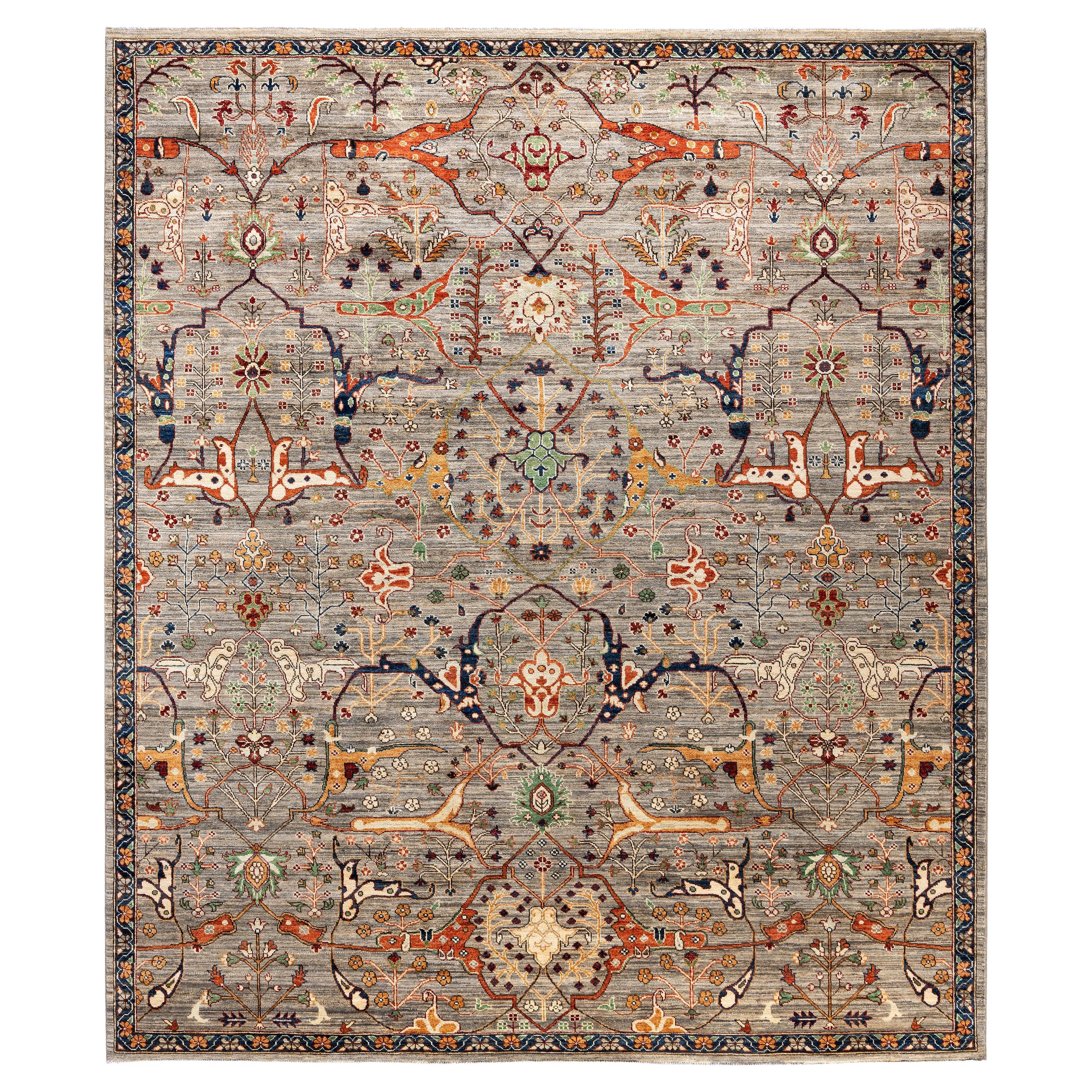 Tappeto Serapi in lana marrone unico nel suo genere 8' 2" x 9' 9"