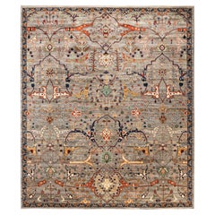 Tappeto Serapi in lana marrone unico nel suo genere 8' 2" x 9' 9"