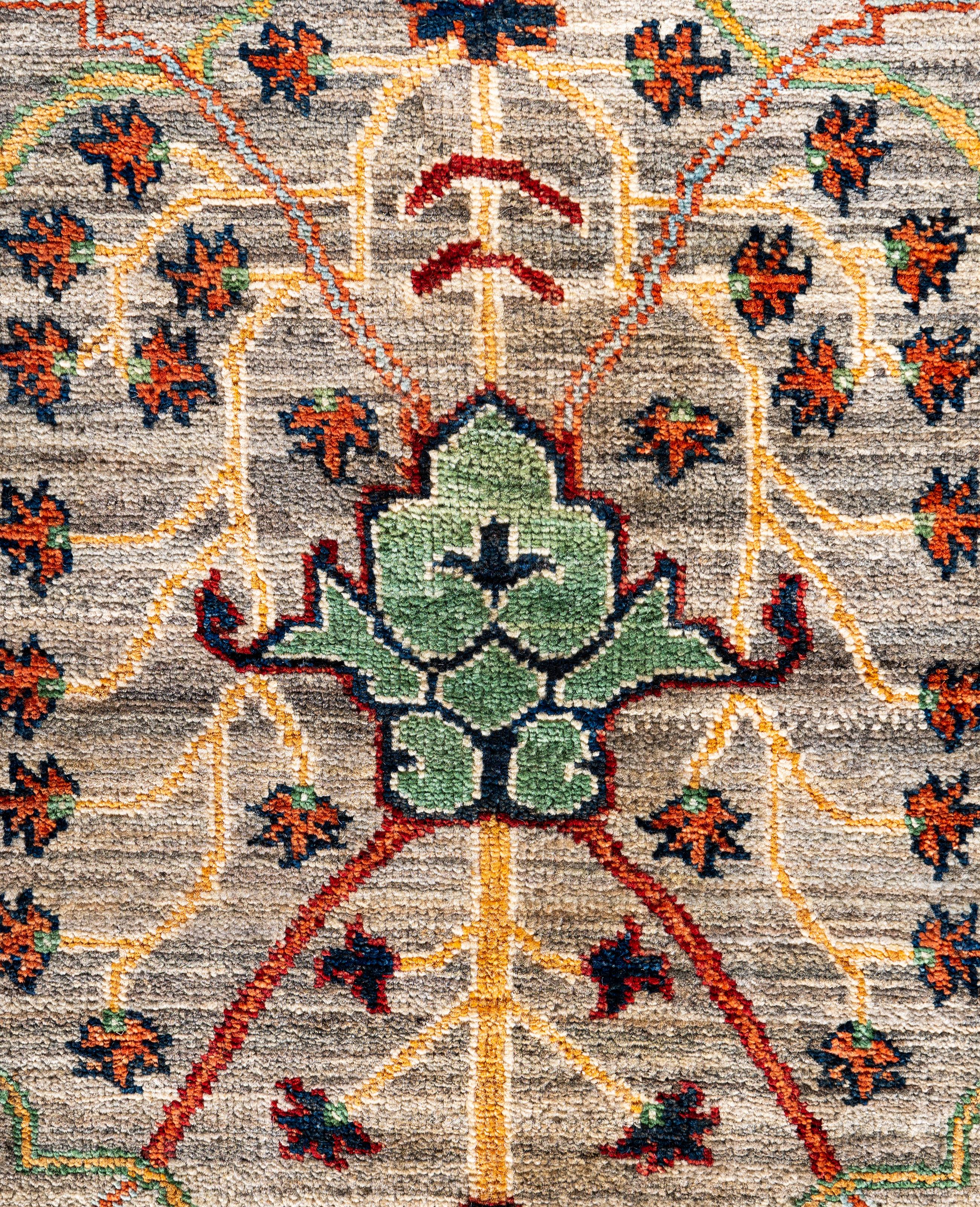 Pakistanais Serapi Tapis unique en laine marron 8' 3
