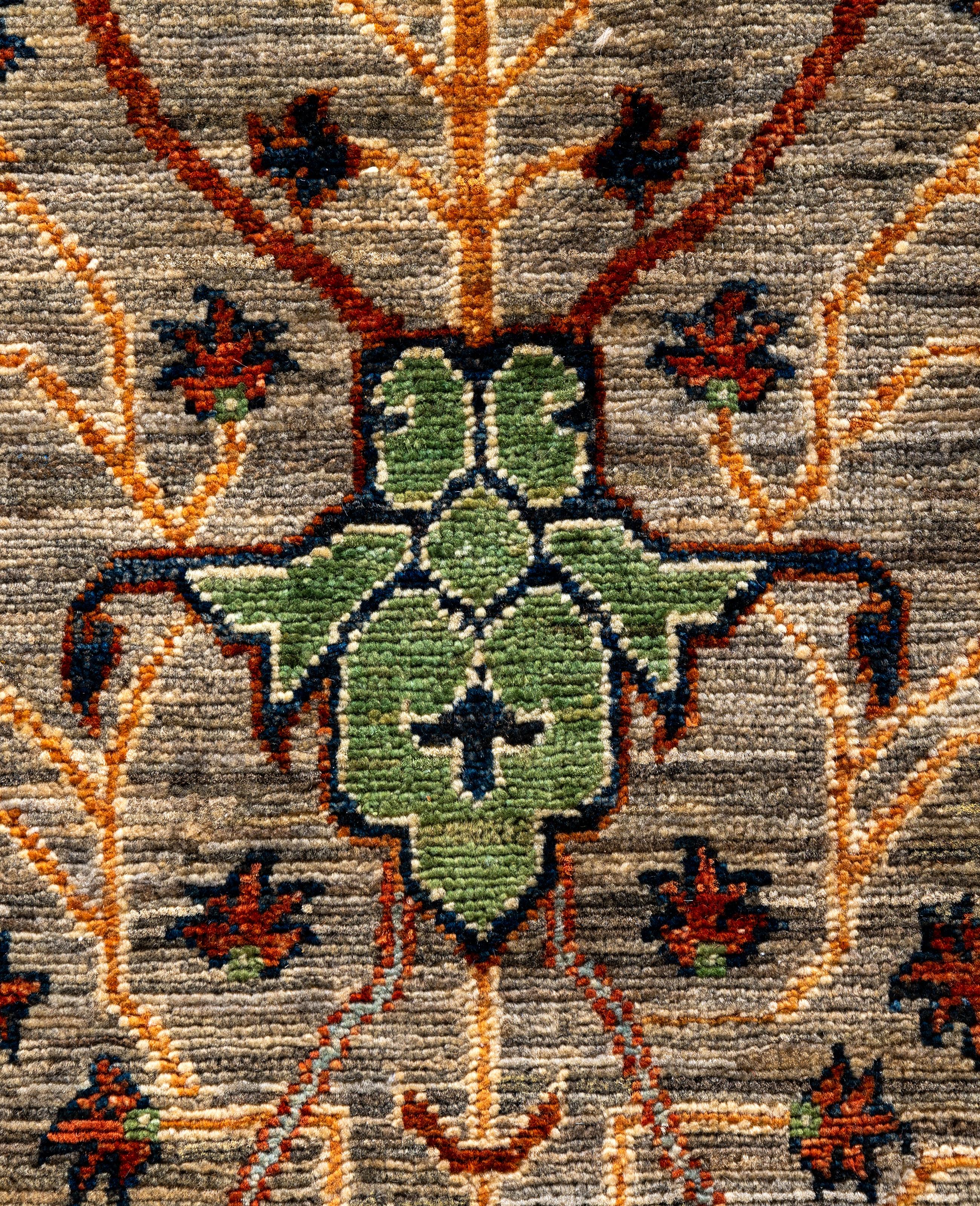 Pakistanais Serapi Tapis unique en laine marron 8' 3