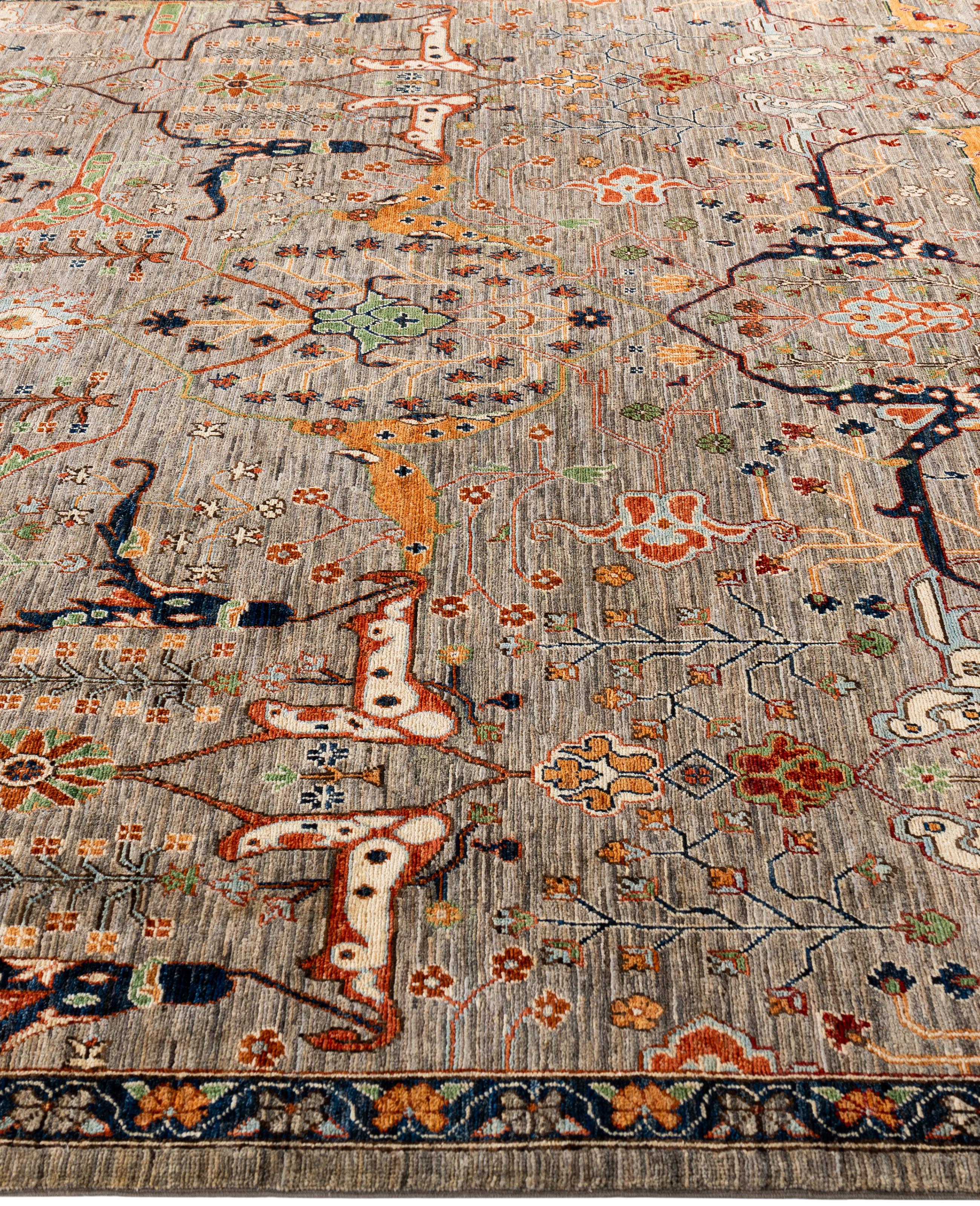 Noué à la main Serapi Tapis unique en laine marron 8' 3