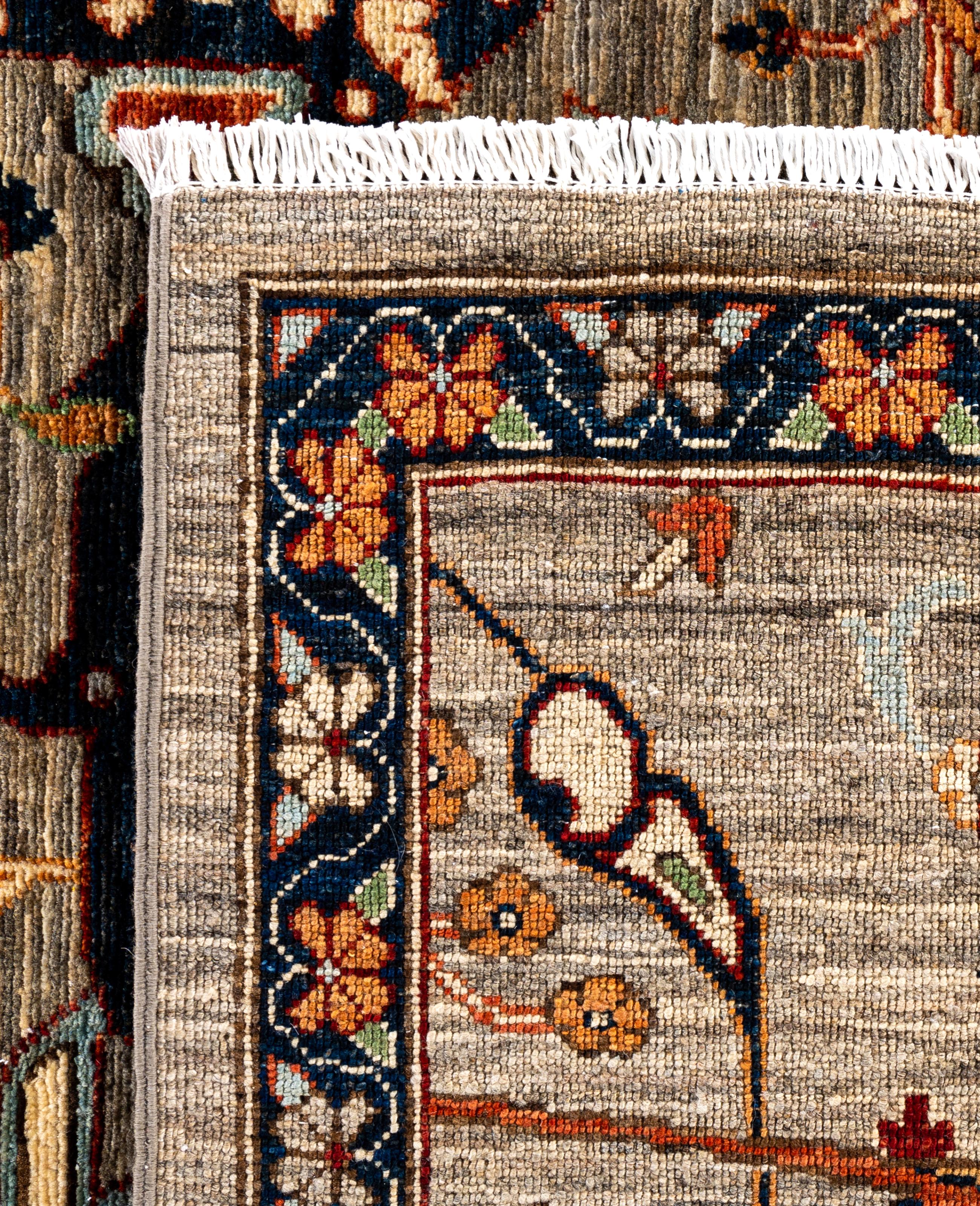 Serapi Tapis unique en laine marron 8' 3