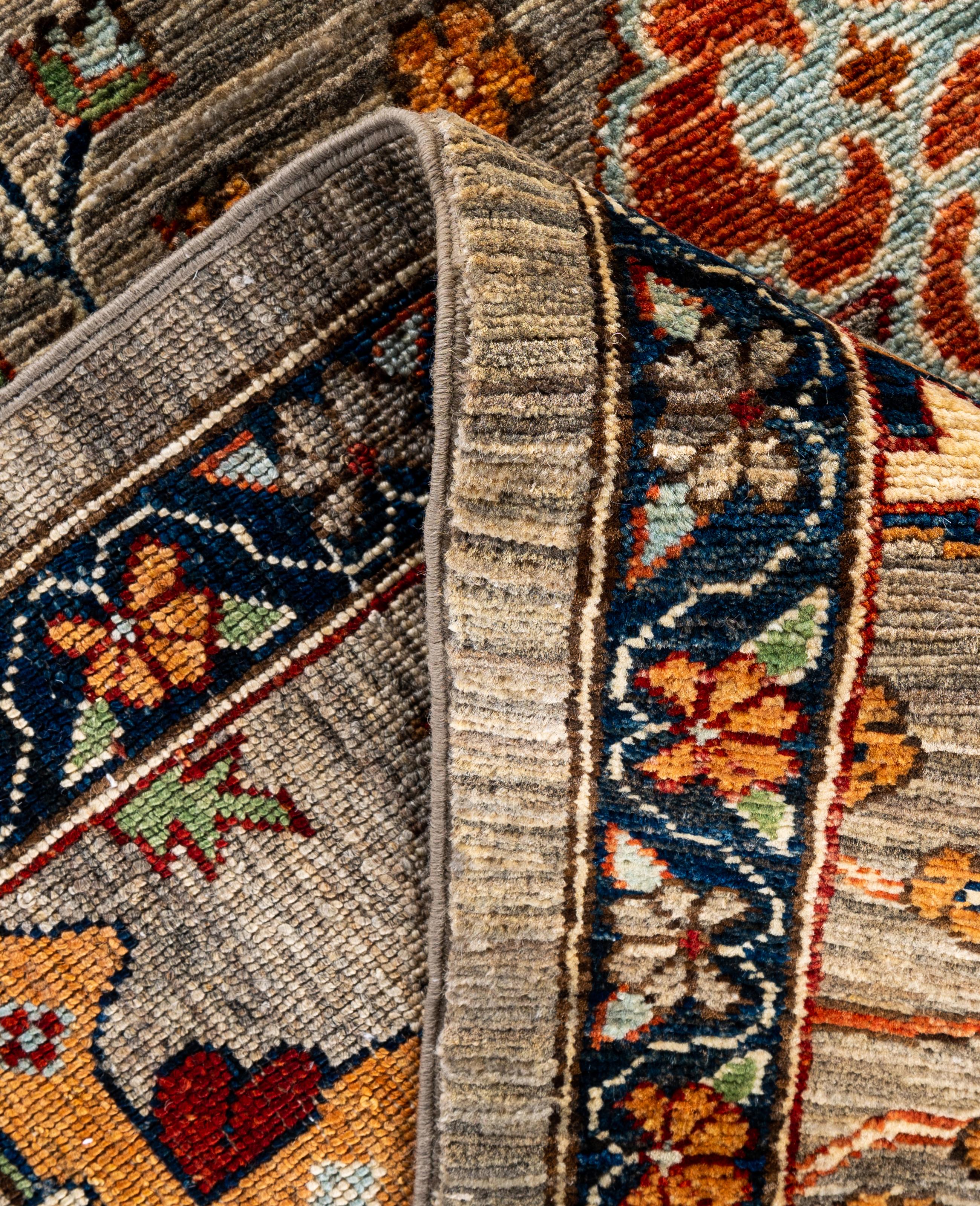 XXIe siècle et contemporain Serapi Tapis unique en laine marron 8' 3
