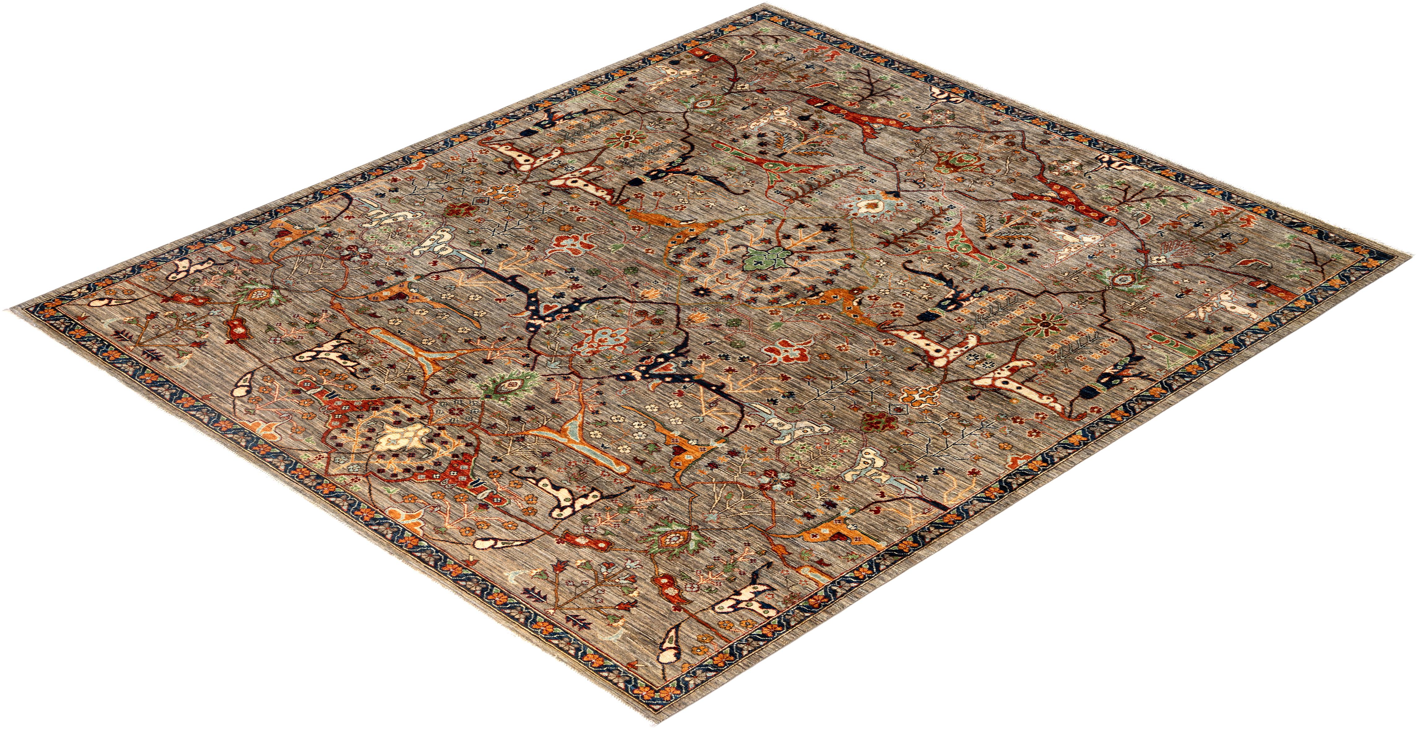 Serapi Tapis unique en laine marron 8' 3