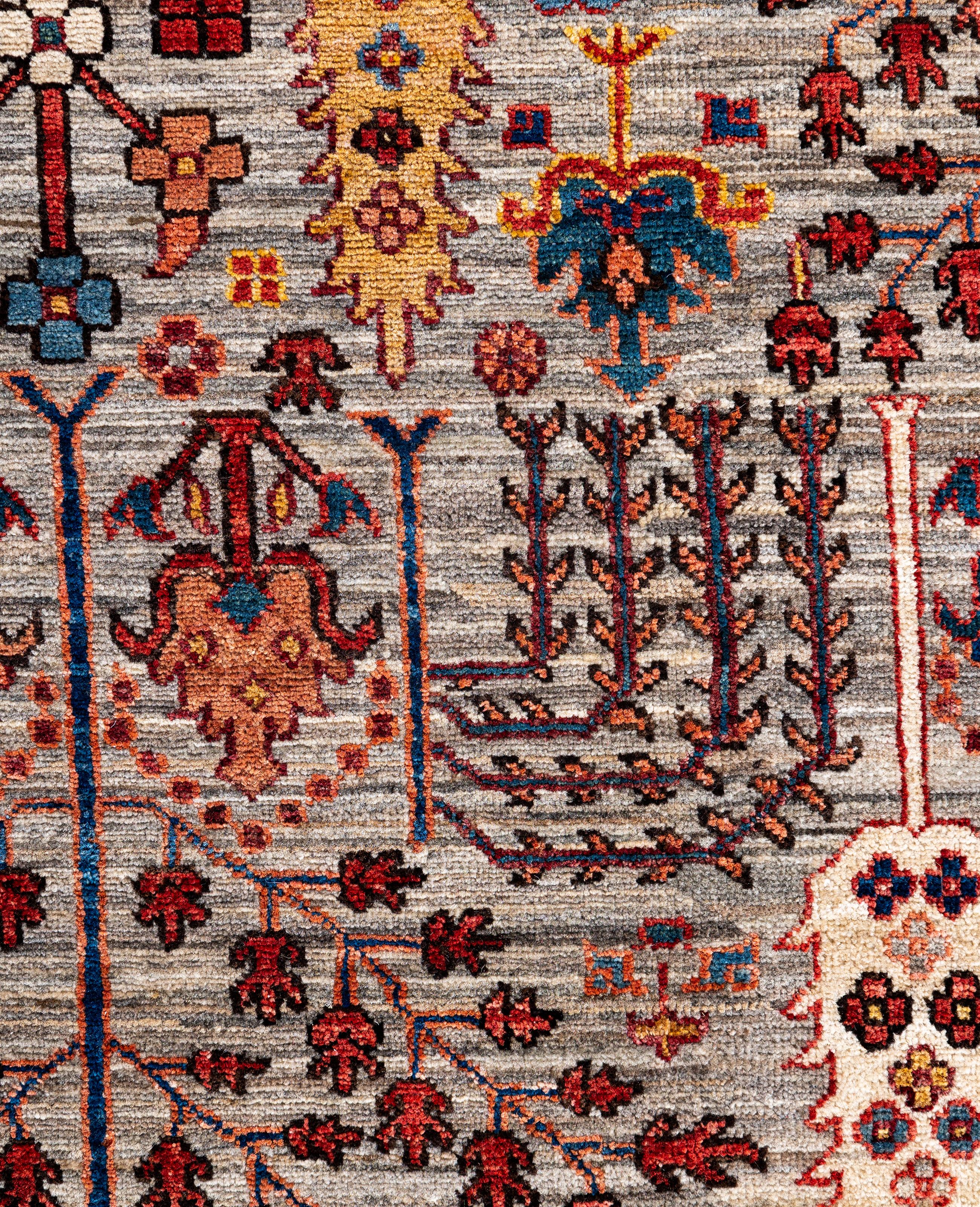Pakistanais Serapi Tapis unique en son genre en laine marron 8' 9