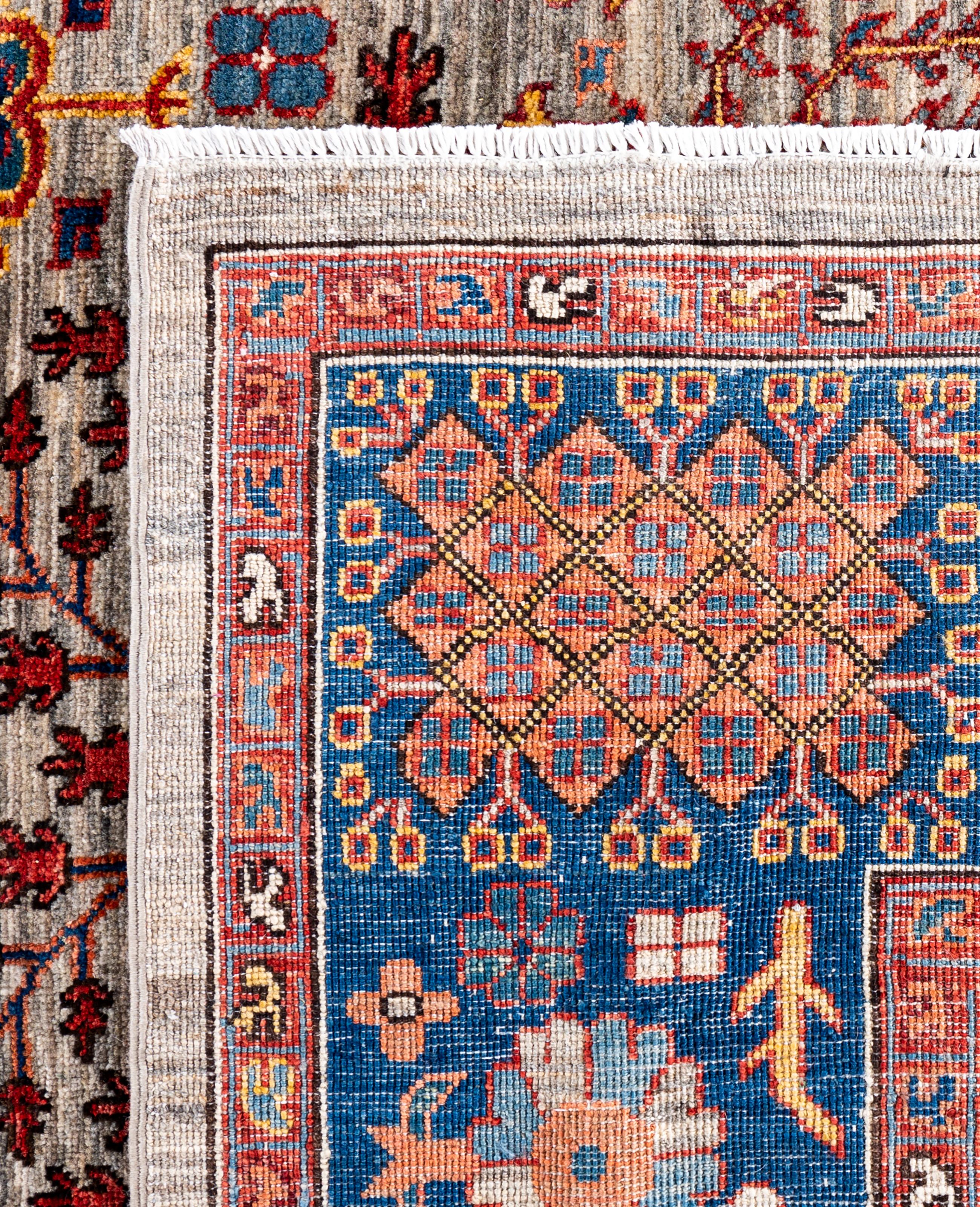 Serapi Tapis unique en son genre en laine marron 8' 9