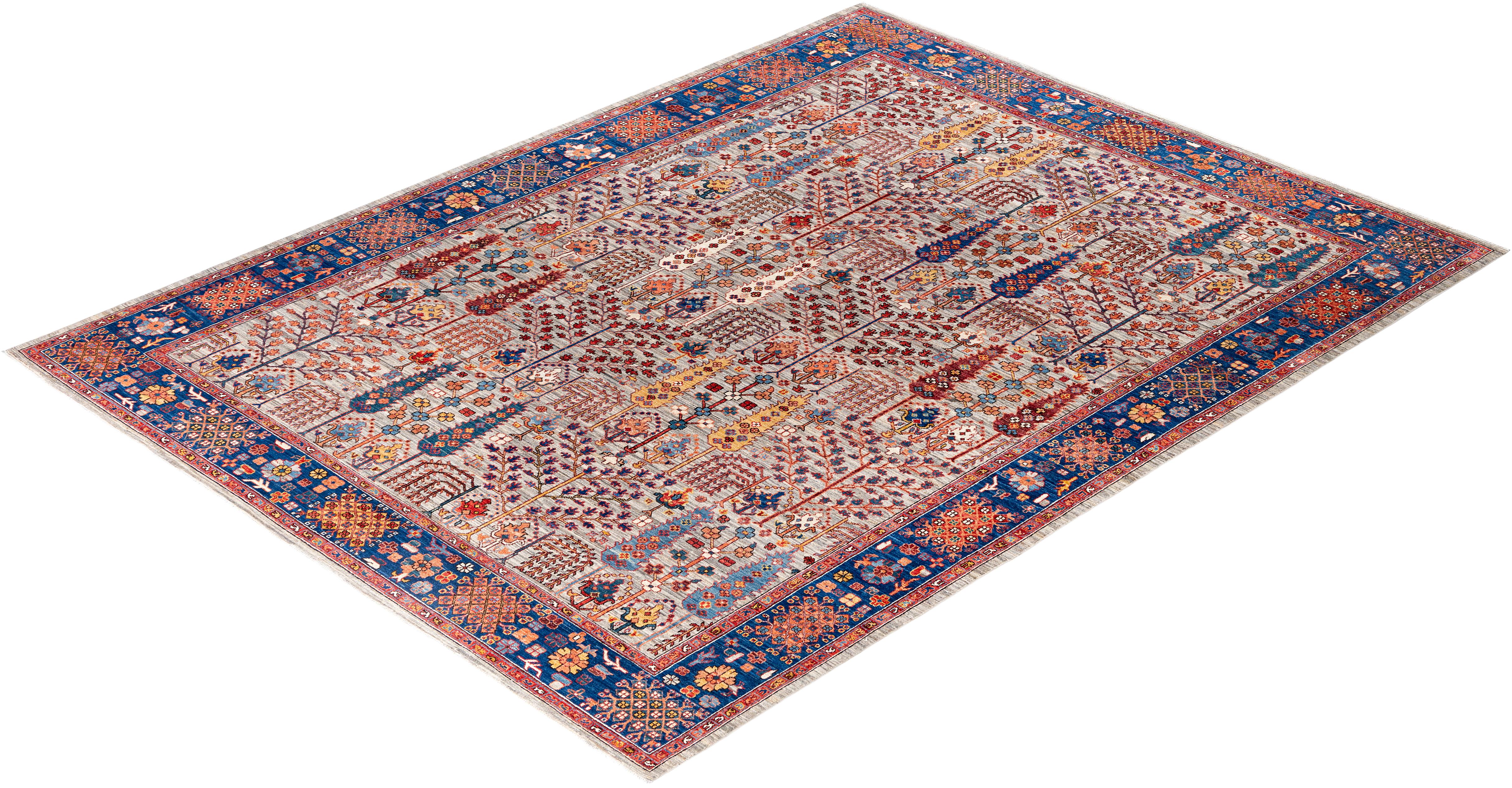 Serapi Tapis unique en son genre en laine marron 8' 9