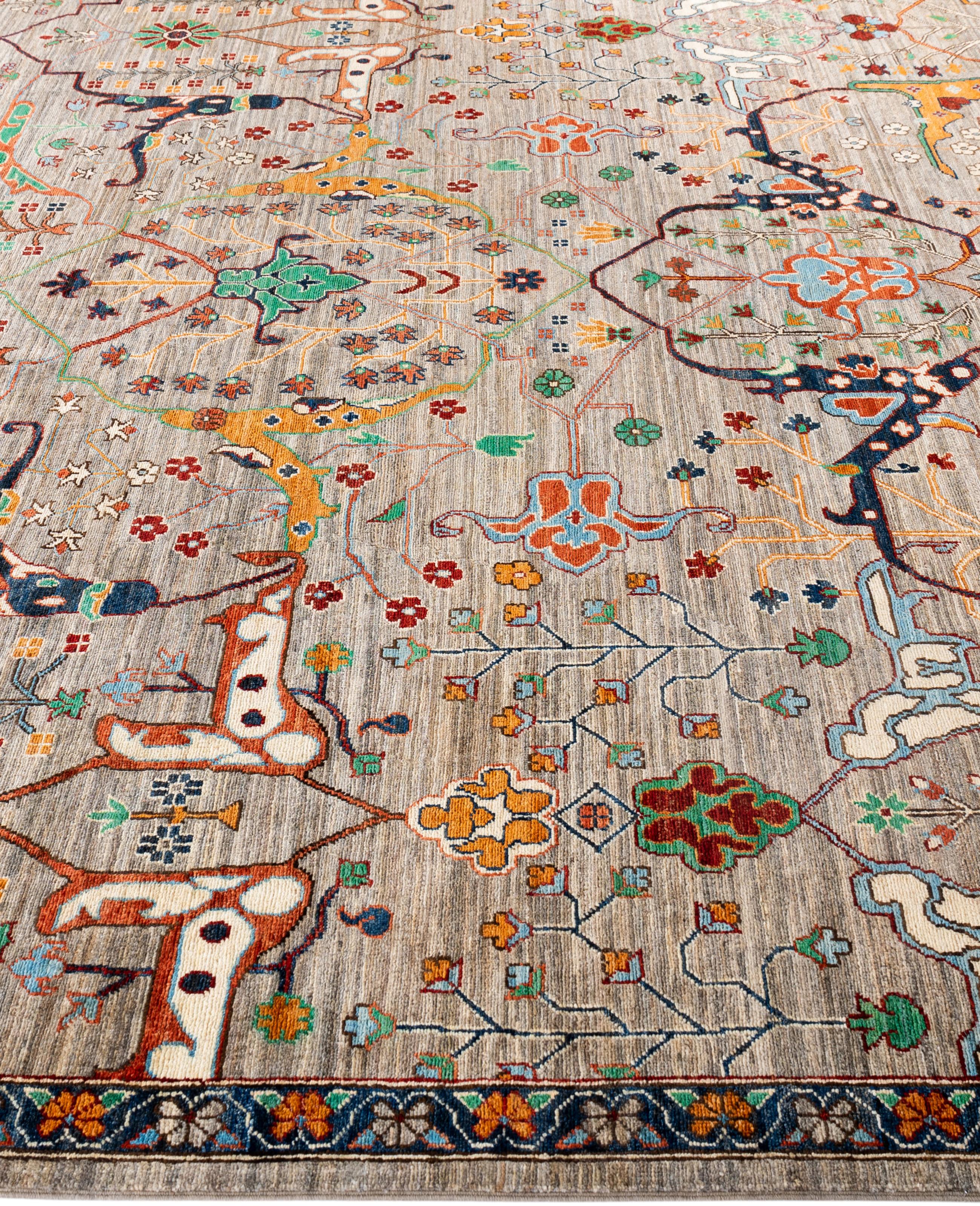 Noué à la main Serapi Tapis unique en laine marron 9' 0