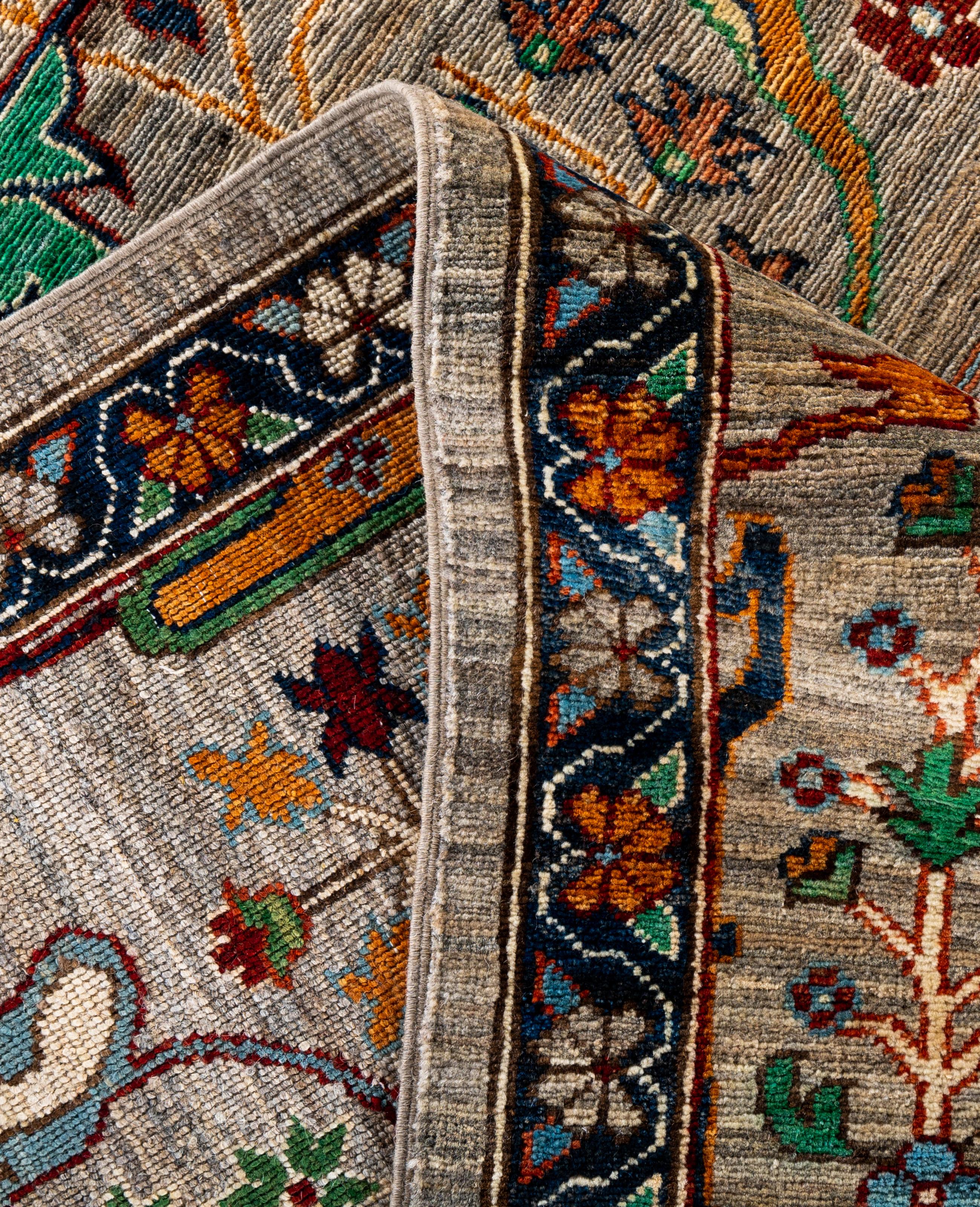 XXIe siècle et contemporain Serapi Tapis unique en laine marron 9' 0