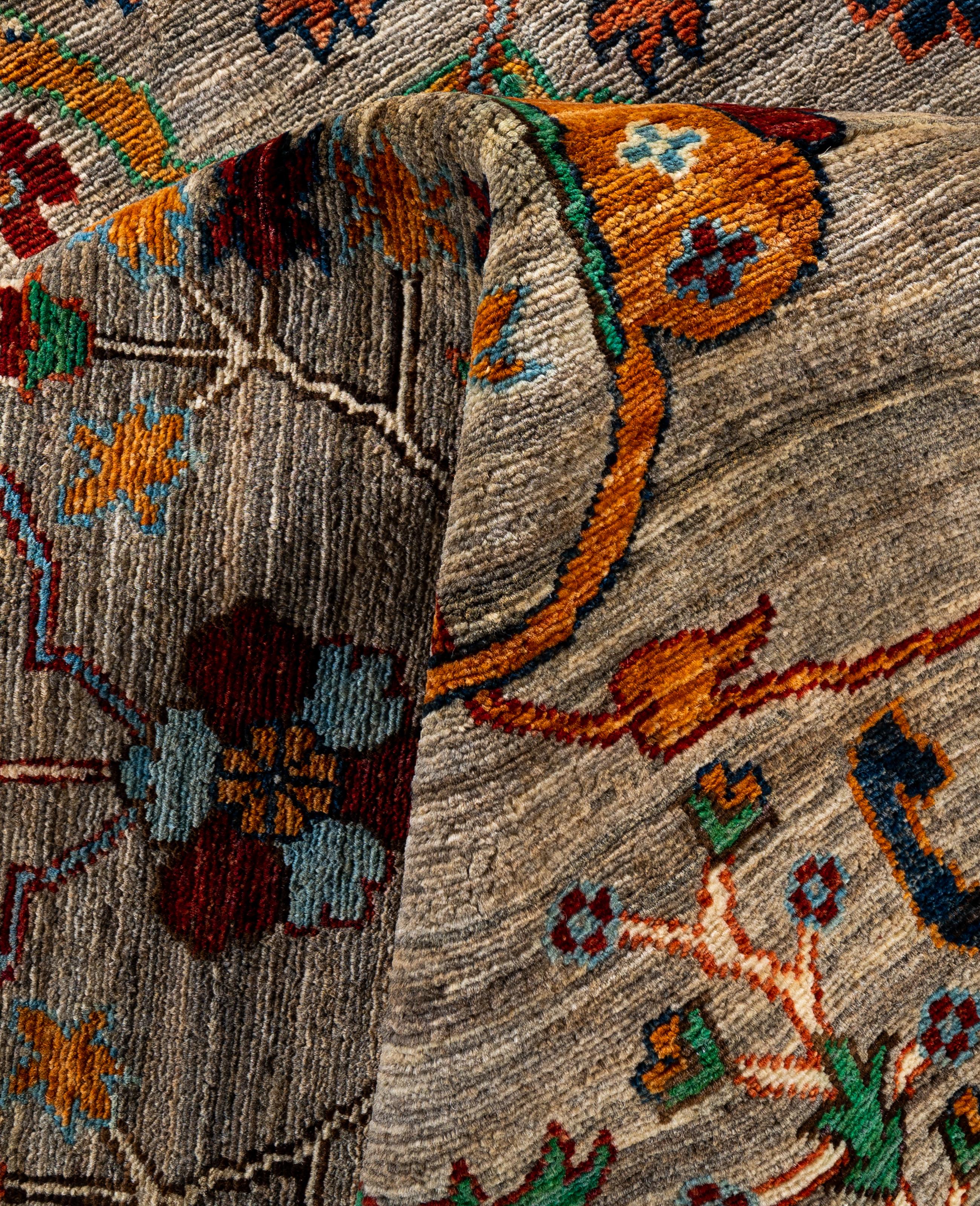 Laine Serapi Tapis unique en laine marron 9' 0